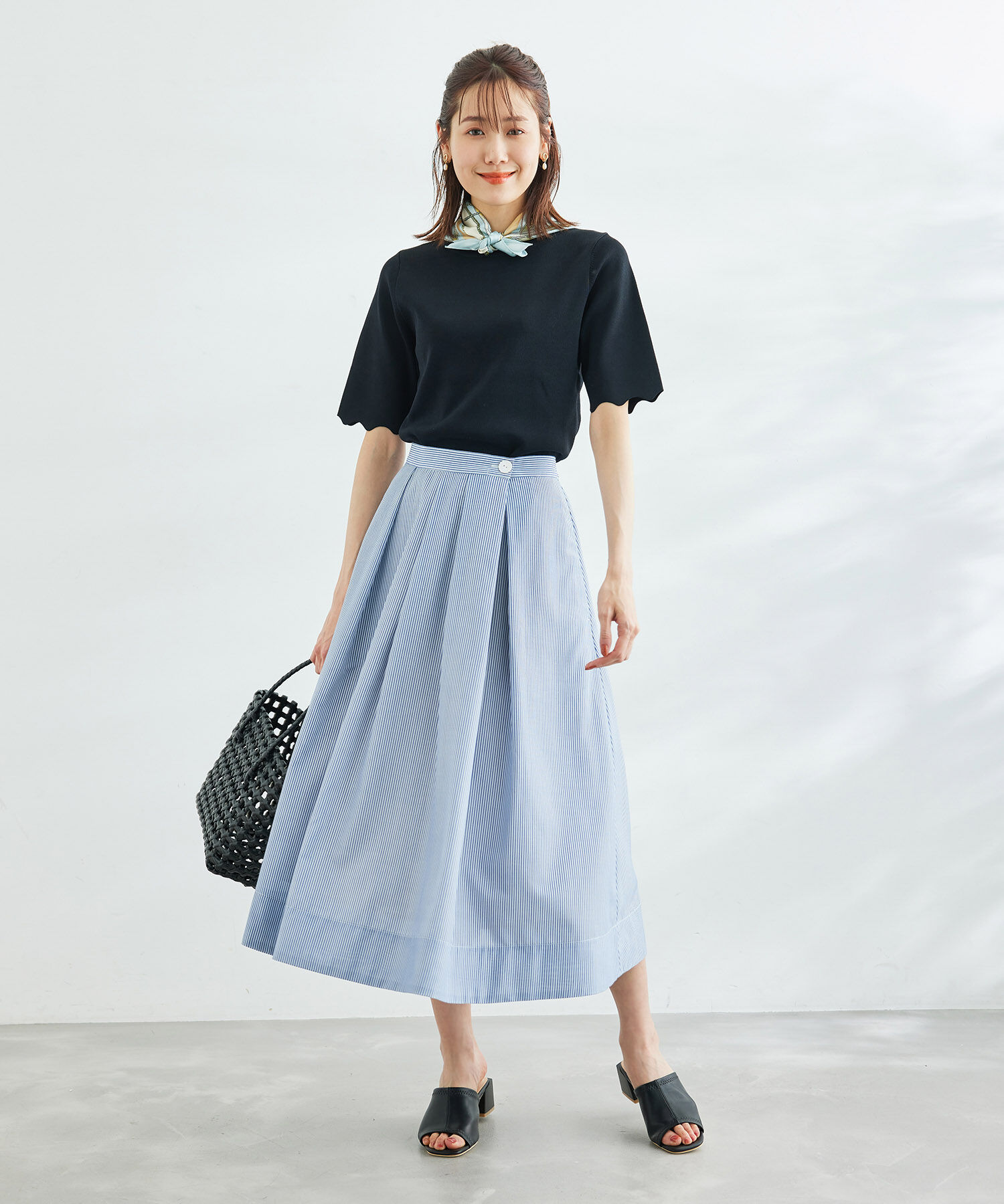 Rope&rsquo;Picnic「セットアップ対応/ストライプロングタックスカート」|スカート|