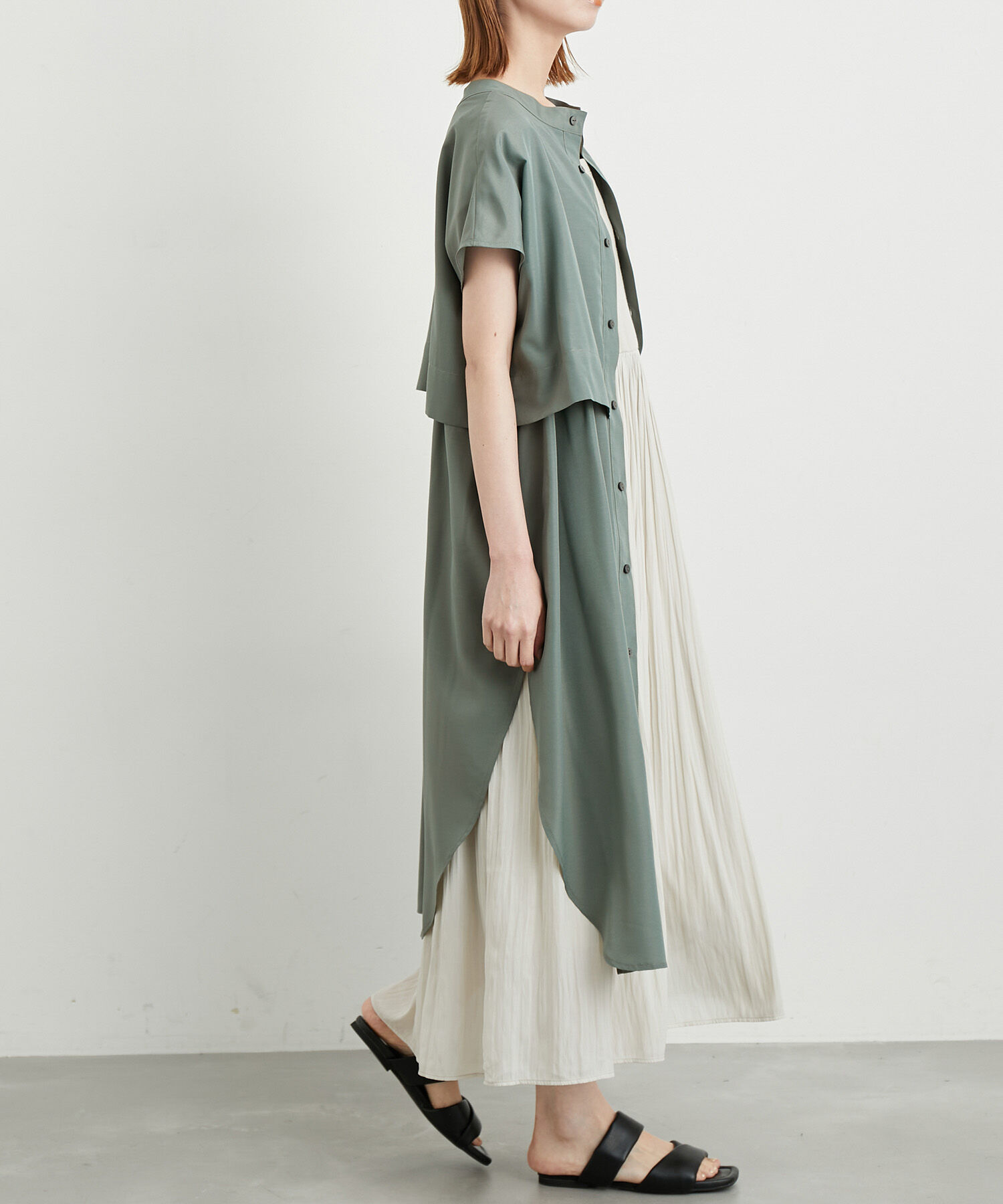 Rope&rsquo;Picnic「【WEB限定カラー:カーキ】吸水速乾/2WAYレイヤード風シャツワンピース」|その他|