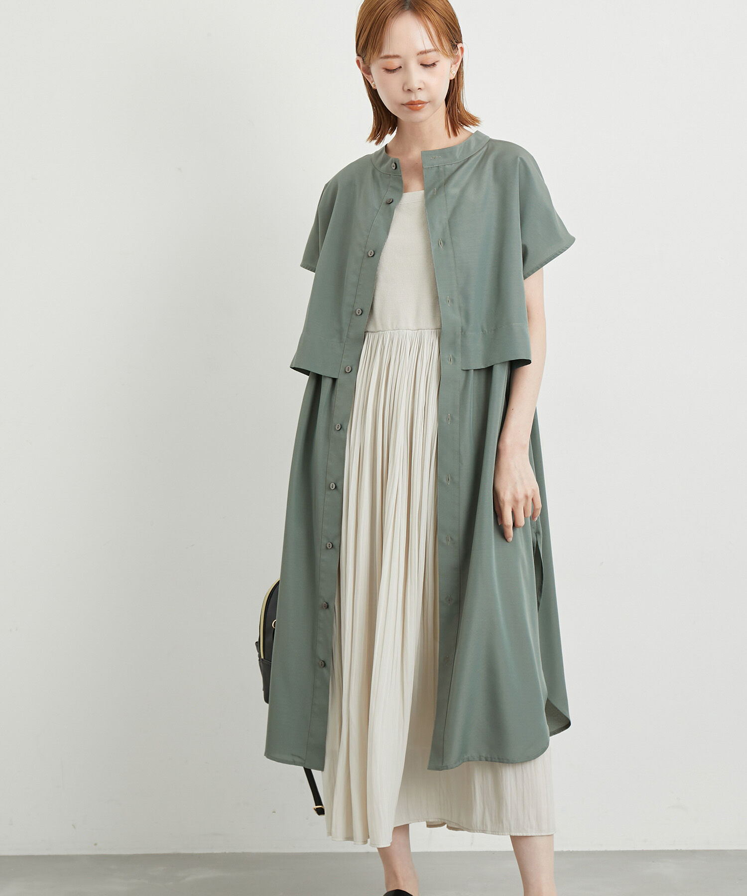 Rope&rsquo;Picnic「【WEB限定カラー:カーキ】吸水速乾/2WAYレイヤード風シャツワンピース」|その他|