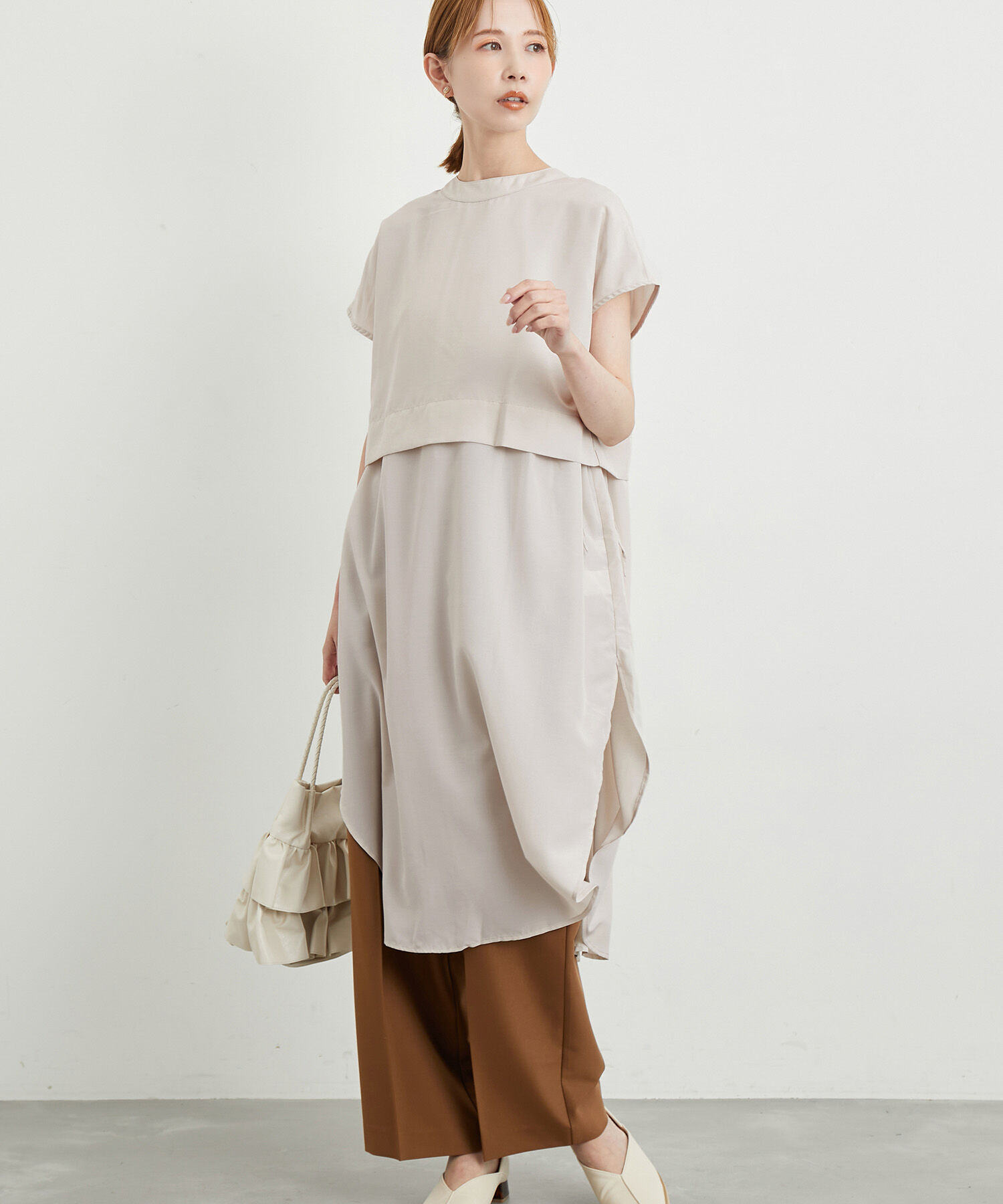 Rope&rsquo;Picnic「【WEB限定カラー:カーキ】吸水速乾/2WAYレイヤード風シャツワンピース」|その他|