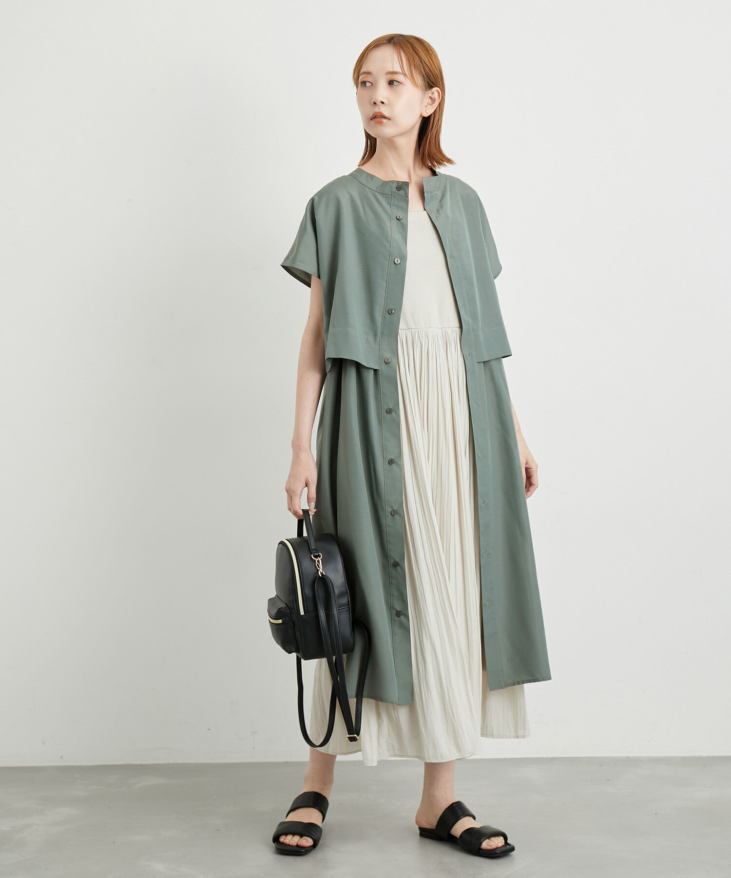 Rope&rsquo;Picnic「【WEB限定カラー:カーキ】吸水速乾/2WAYレイヤード風シャツワンピース」|その他|