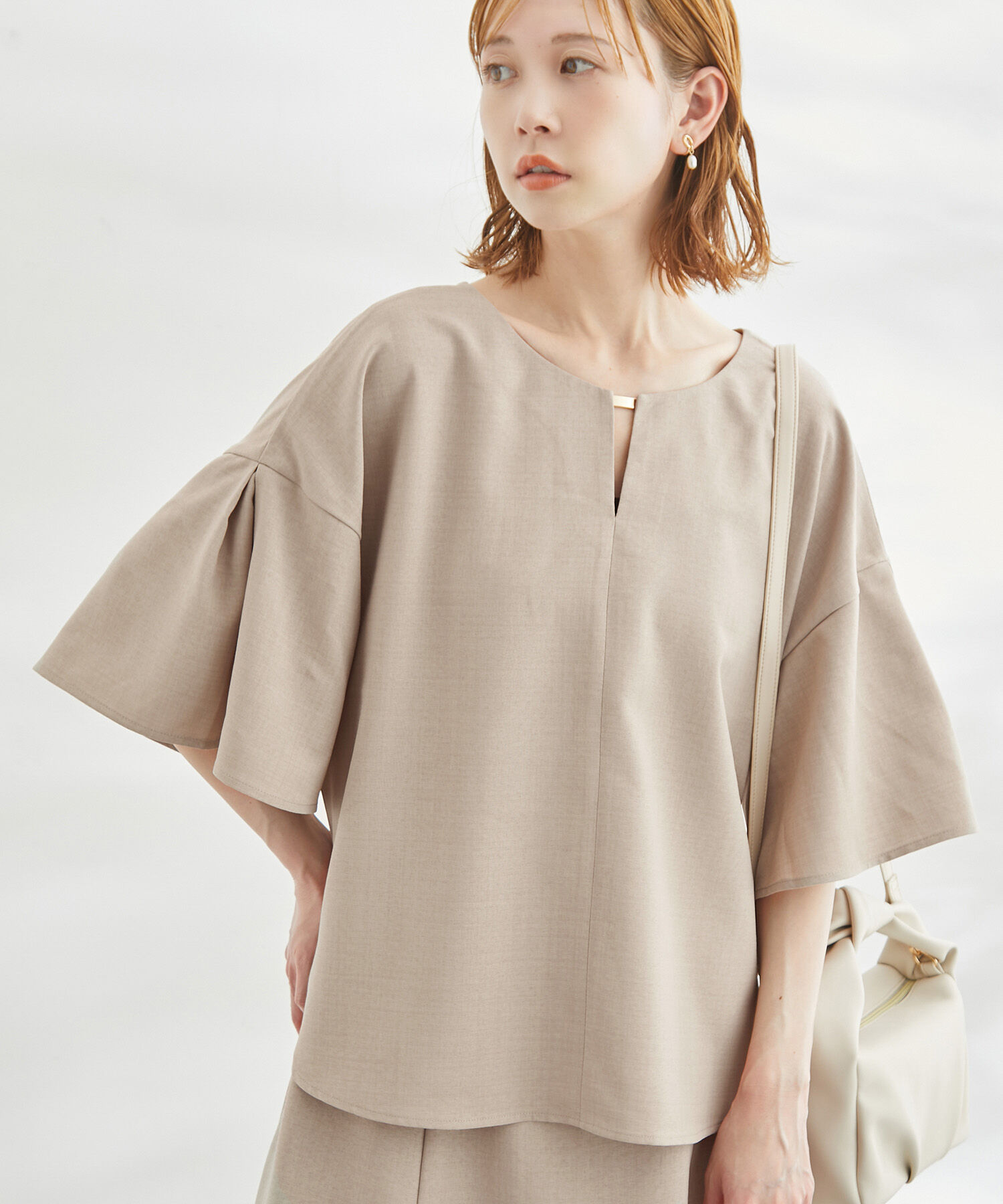 Rope&rsquo;Picnic「セットアップ対応/2WAY麻調ゴールドパーツブラウス」|シャツ・ブラウス|