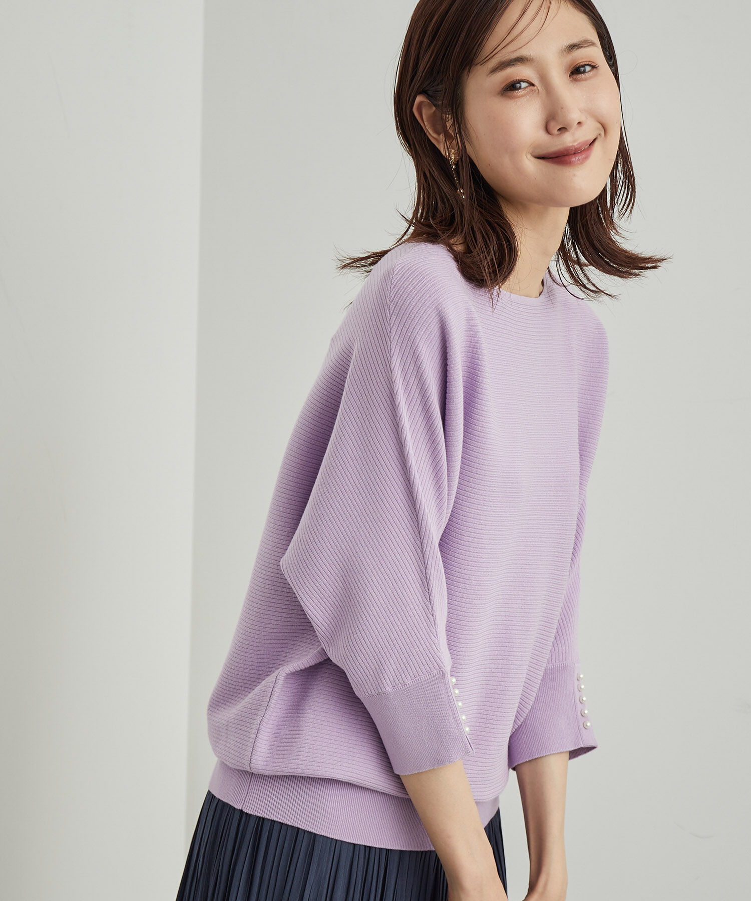 Rope&rsquo;Picnic「7分袖パールドルマンニット」|ニット・セーター|