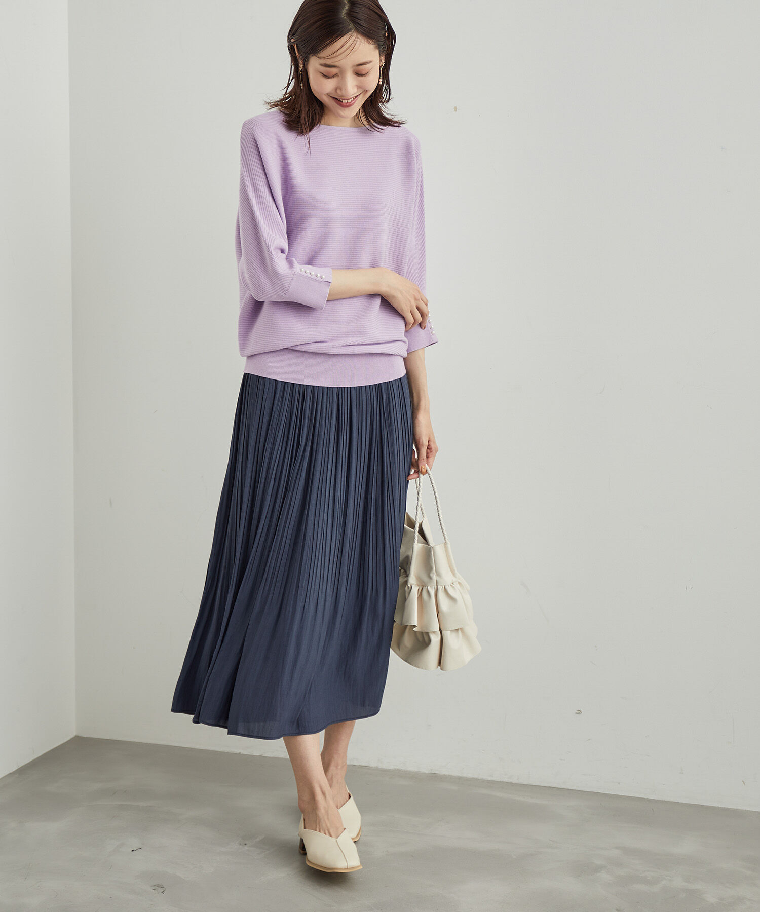 Rope&rsquo;Picnic「7分袖パールドルマンニット」|ニット・セーター|