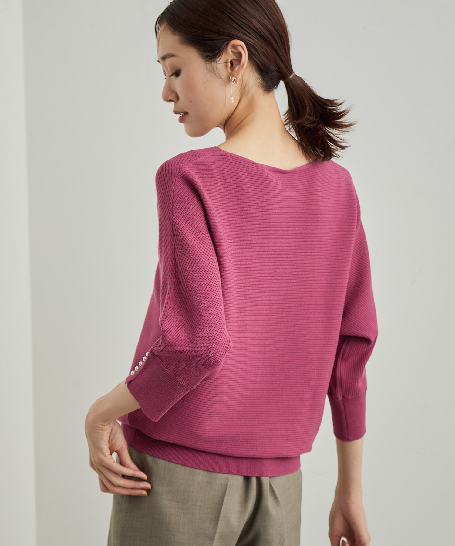 Rope&rsquo;Picnic「7分袖パールドルマンニット」|ニット・セーター|