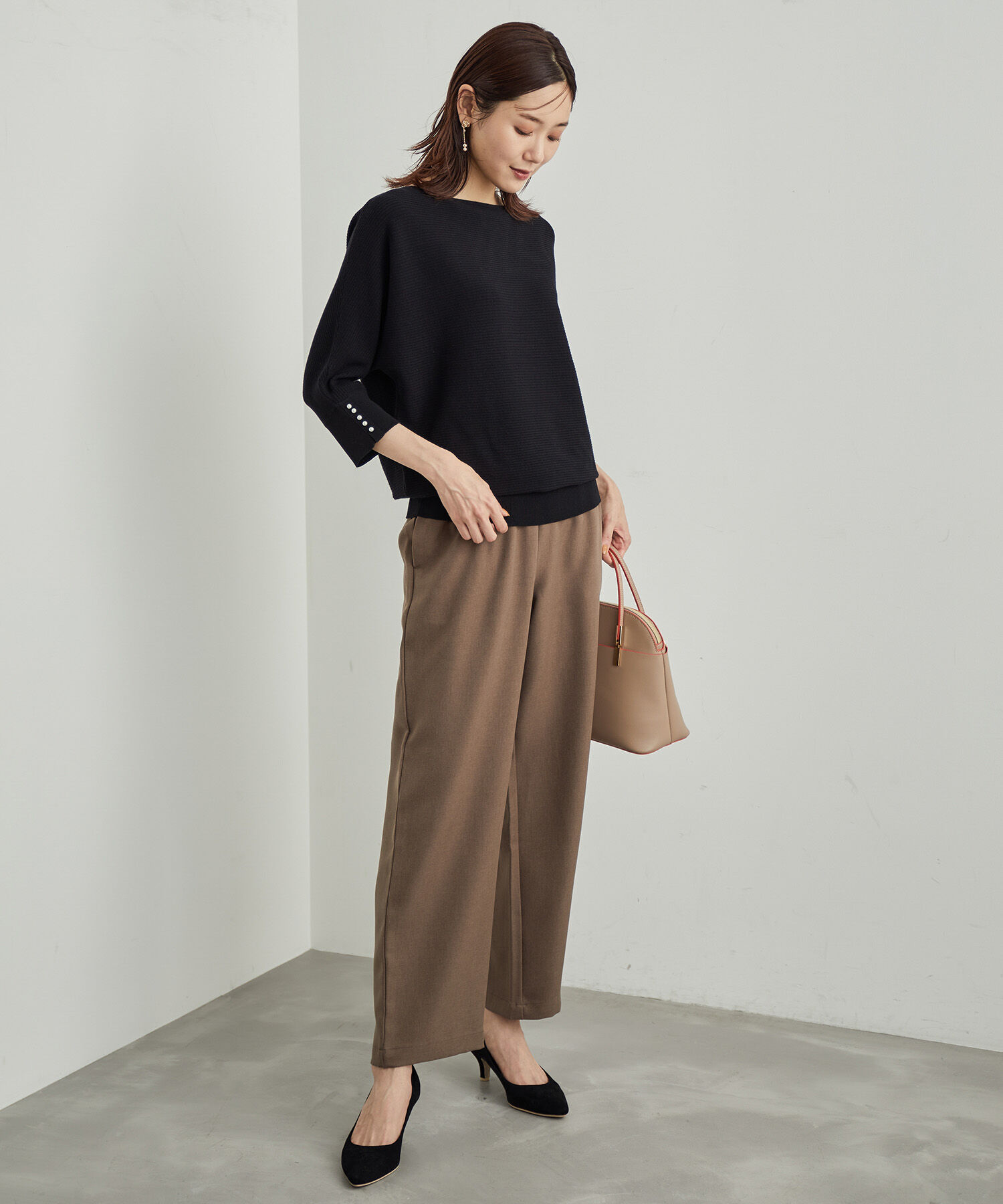 Rope&rsquo;Picnic「7分袖パールドルマンニット」|ニット・セーター|