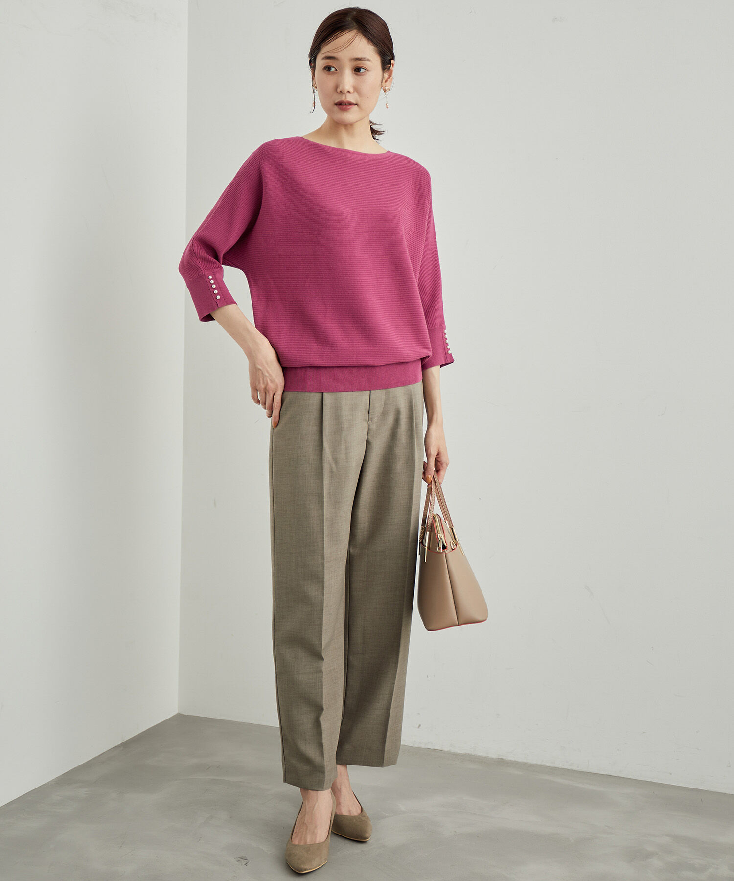 Rope&rsquo;Picnic「7分袖パールドルマンニット」|ニット・セーター|