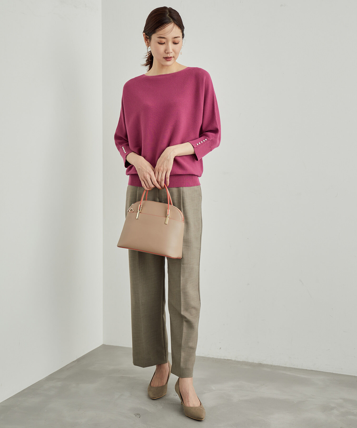 Rope&rsquo;Picnic「7分袖パールドルマンニット」|ニット・セーター|