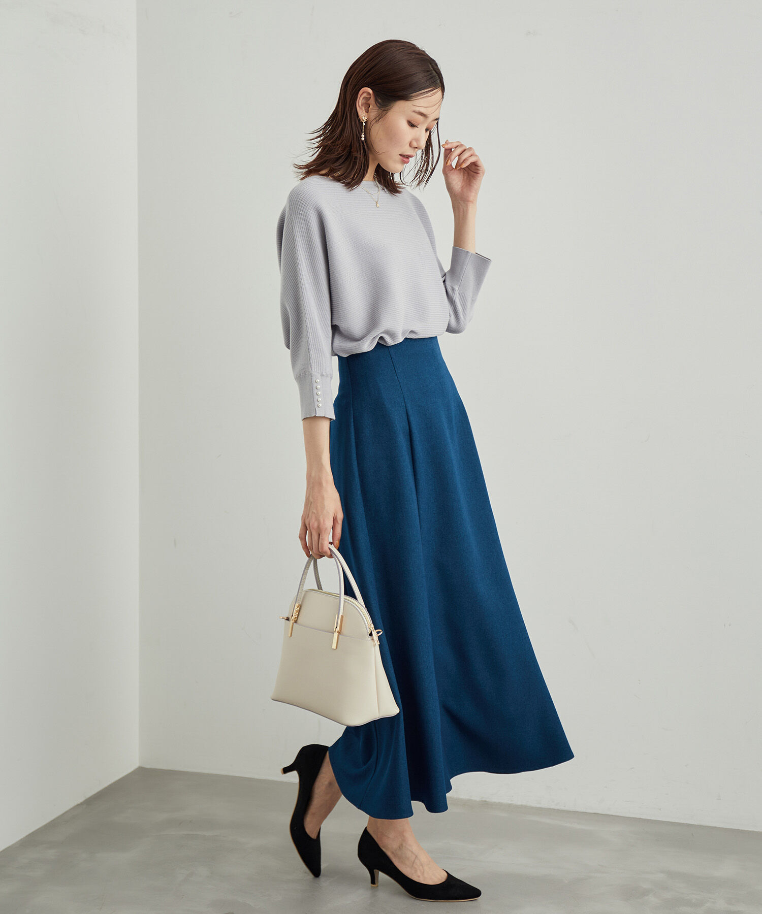 Rope&rsquo;Picnic「7分袖パールドルマンニット」|ニット・セーター|