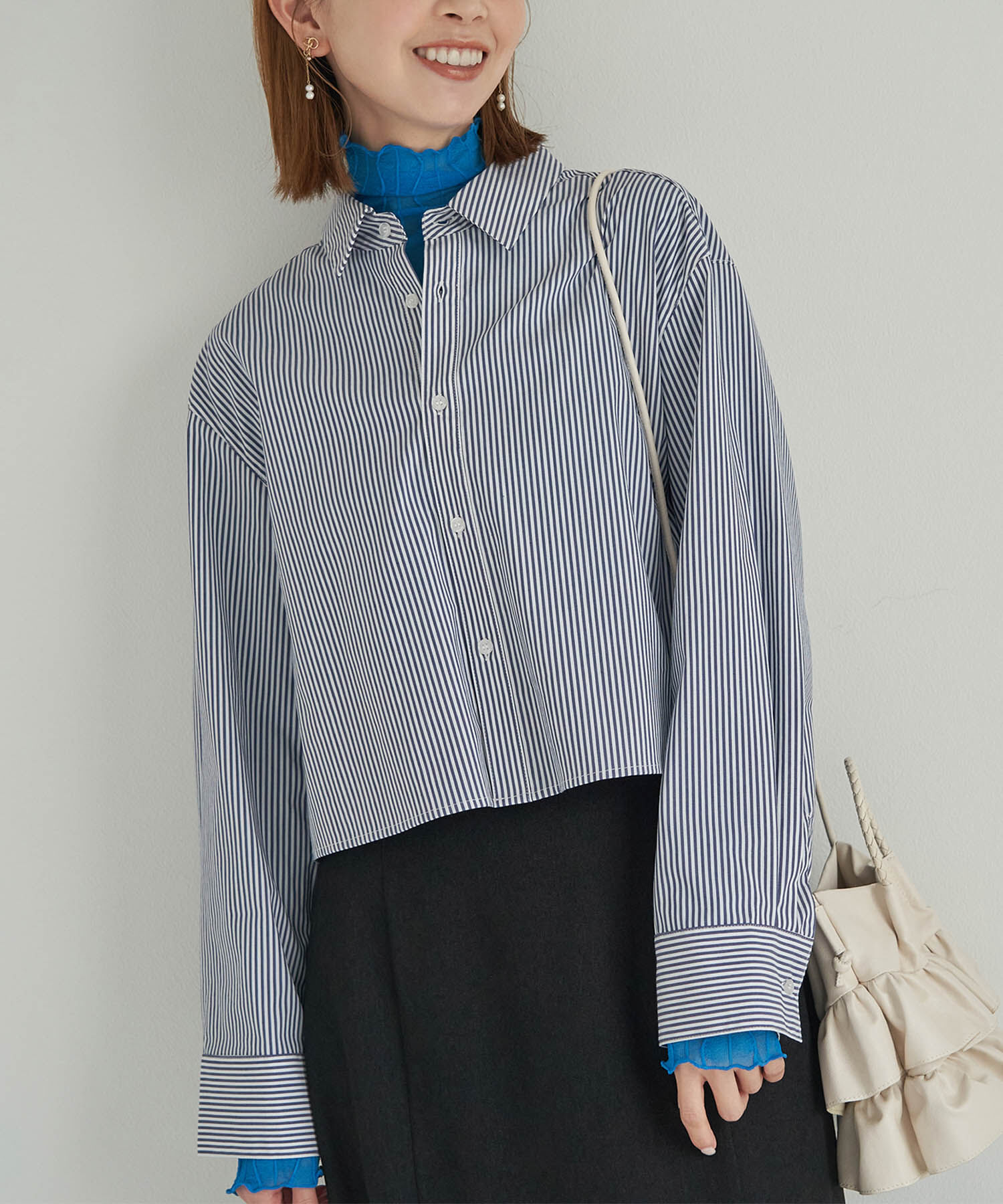 Rope&rsquo;Picnic「スタイルアップが叶うクロップドシャツ」|シャツ・ブラウス|ネイビー(40)