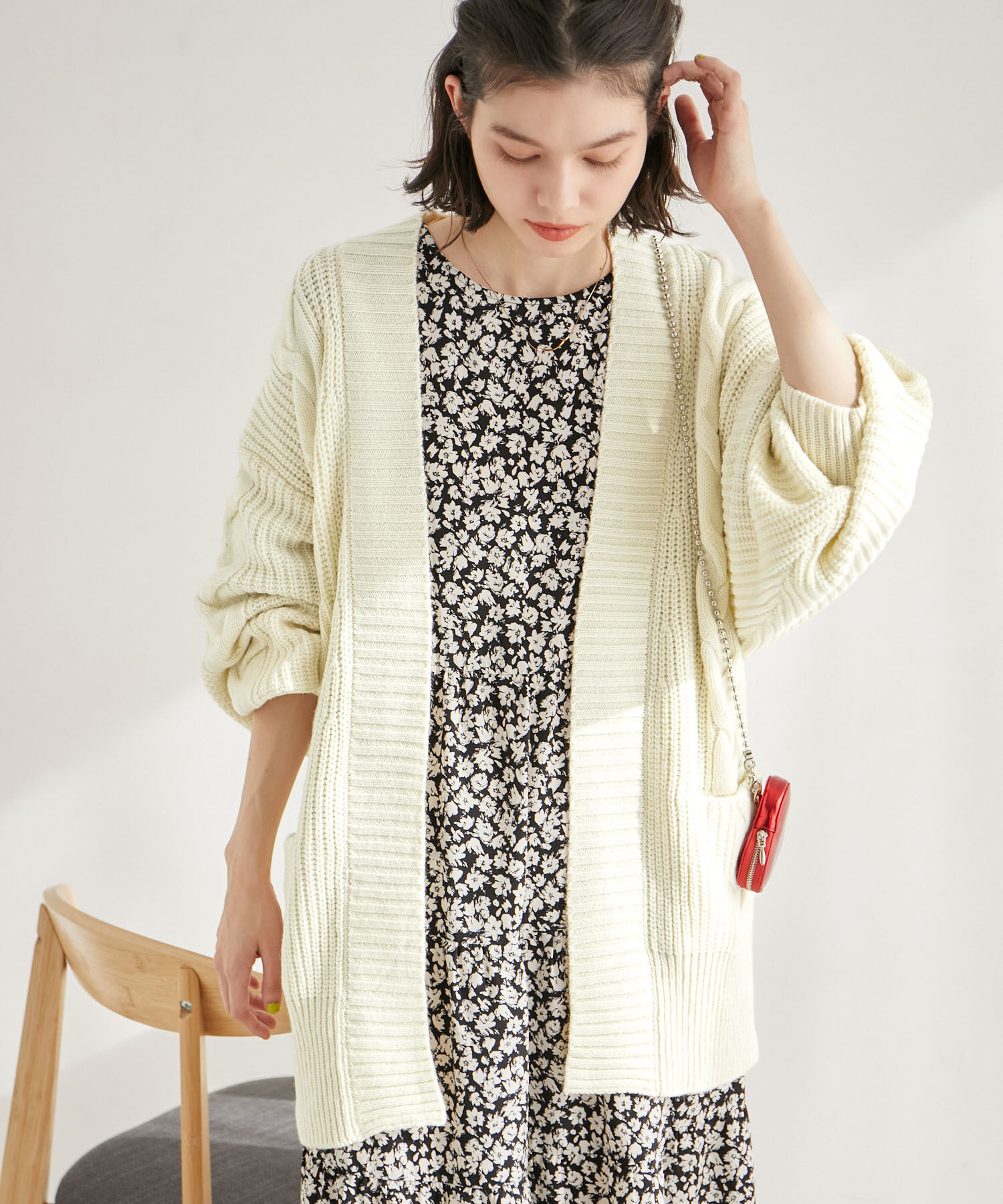 Rope&rsquo;Picnic「【WEB限定】ビッグケーブルカーディガン」|カーディガン|オフホワイト(15)