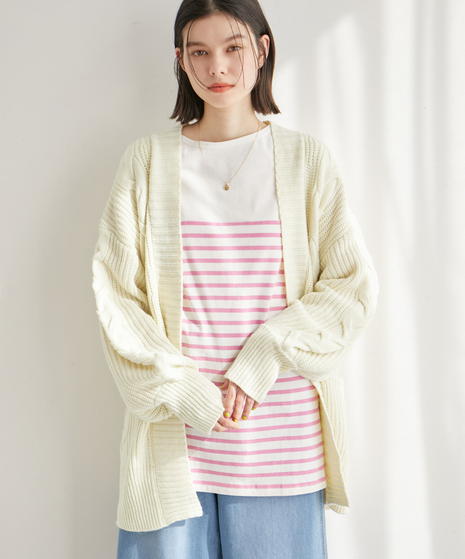 Rope&rsquo;Picnic「【WEB限定】ビッグケーブルカーディガン」|カーディガン|