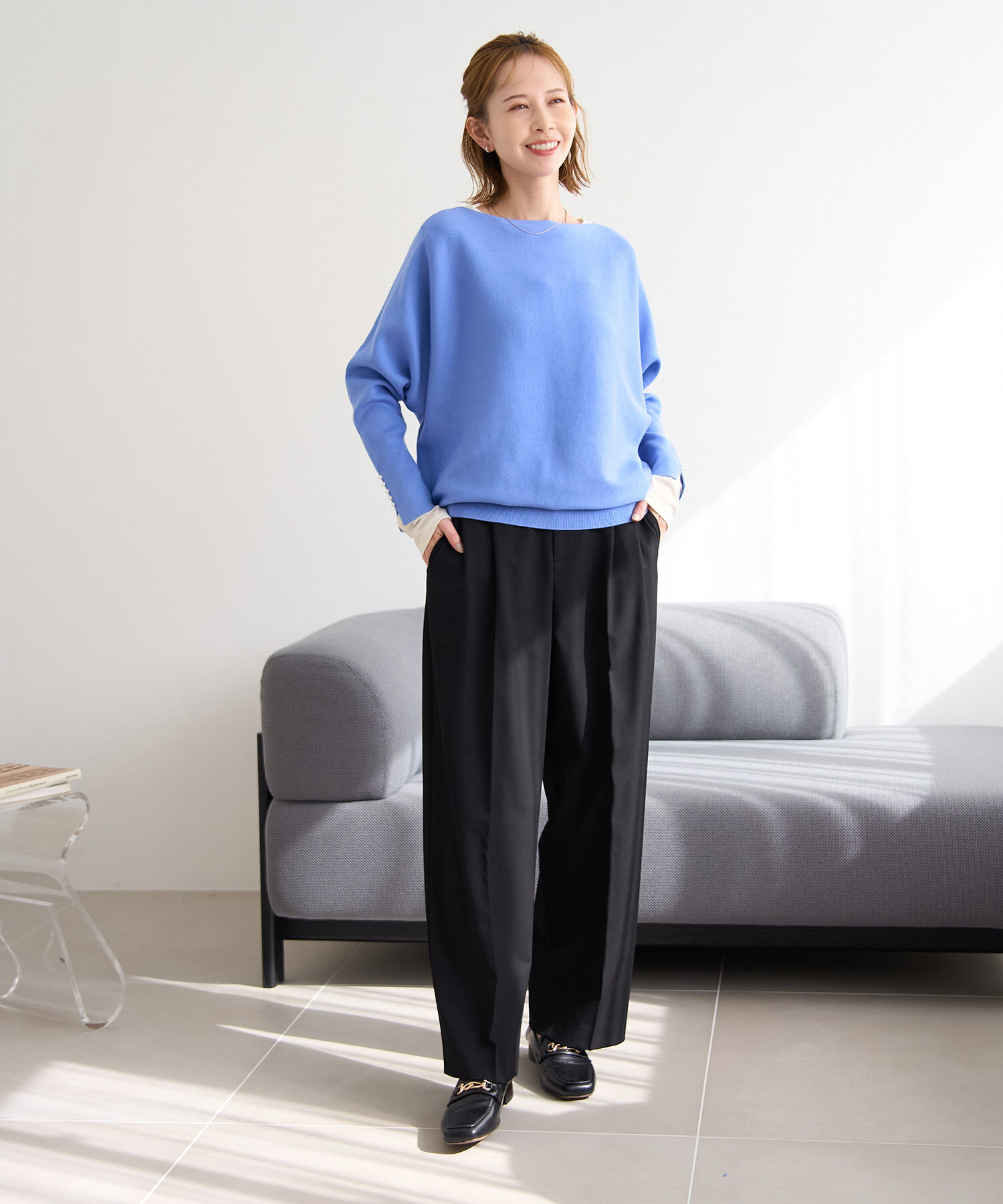 Rope&rsquo;Picnic「【WEB限定カラー:ブラウン】マシュマロ袖パールドルマンニット」|ニット・セーター|