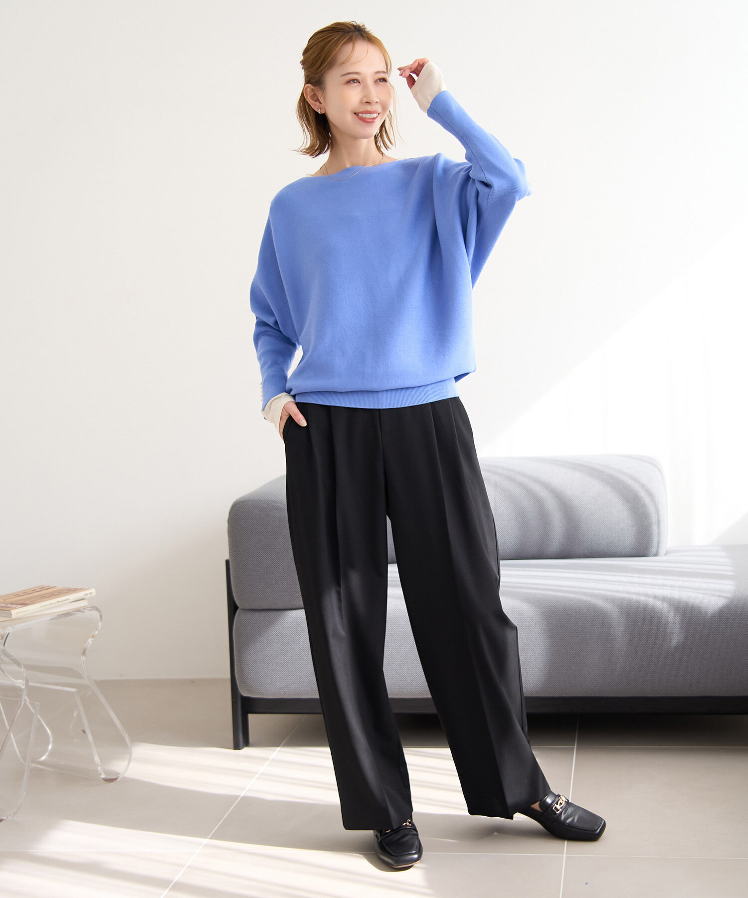 Rope&rsquo;Picnic「【WEB限定カラー:ブラウン】マシュマロ袖パールドルマンニット」|ニット・セーター|