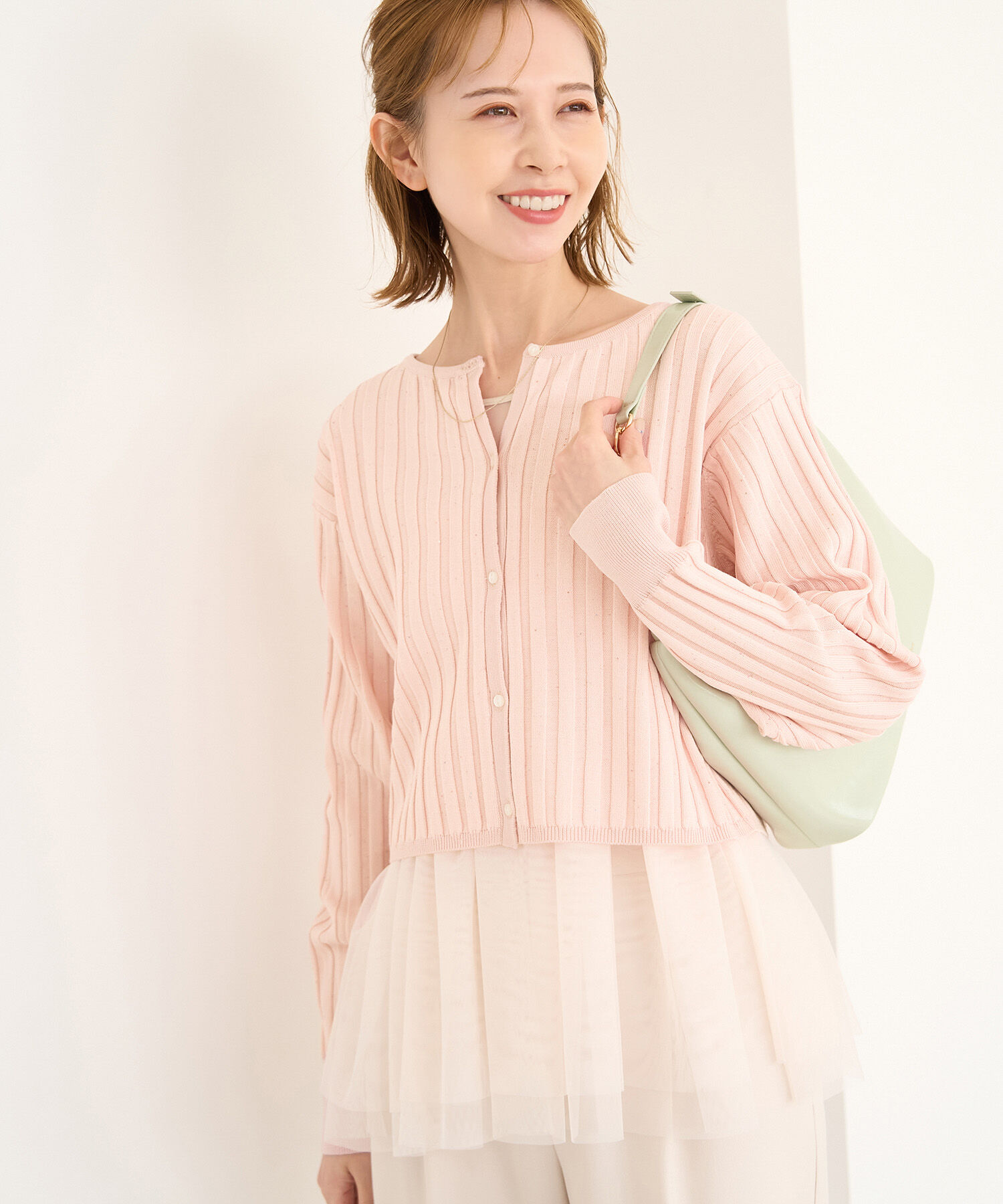 Rope&rsquo;Picnic「ミニスパンコールリブカーディガン」|カーディガン|