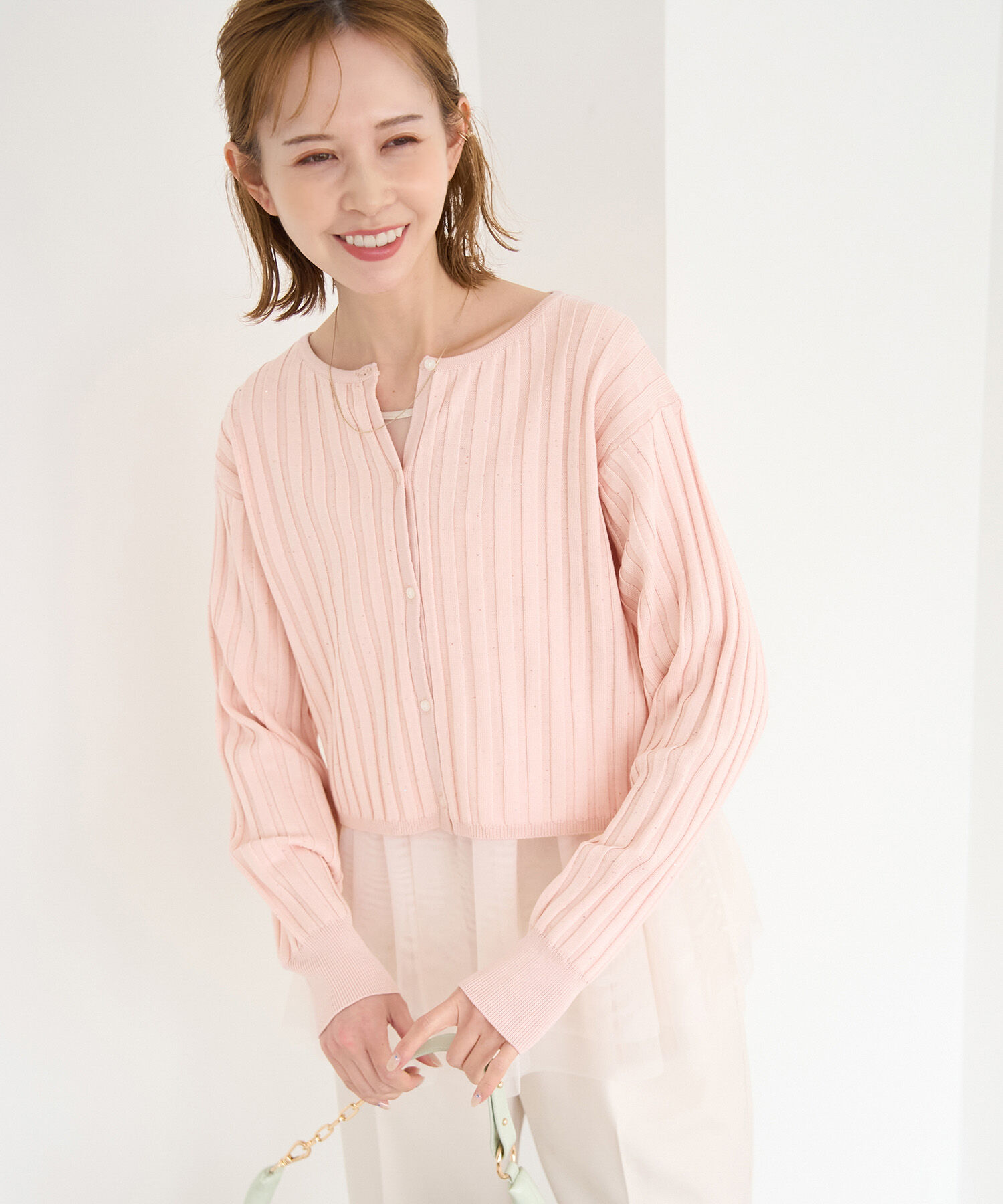 Rope&rsquo;Picnic「ミニスパンコールリブカーディガン」|カーディガン|