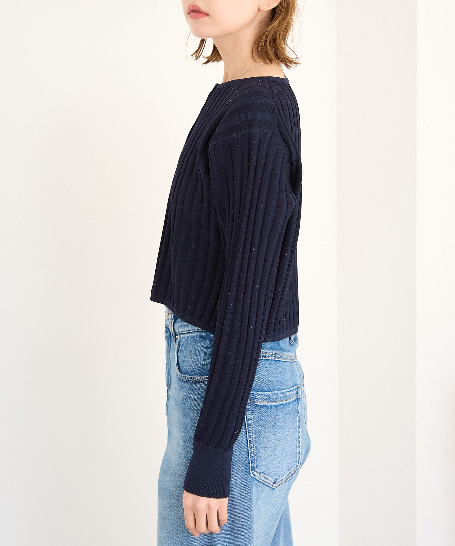 Rope&rsquo;Picnic「ミニスパンコールリブカーディガン」|カーディガン|