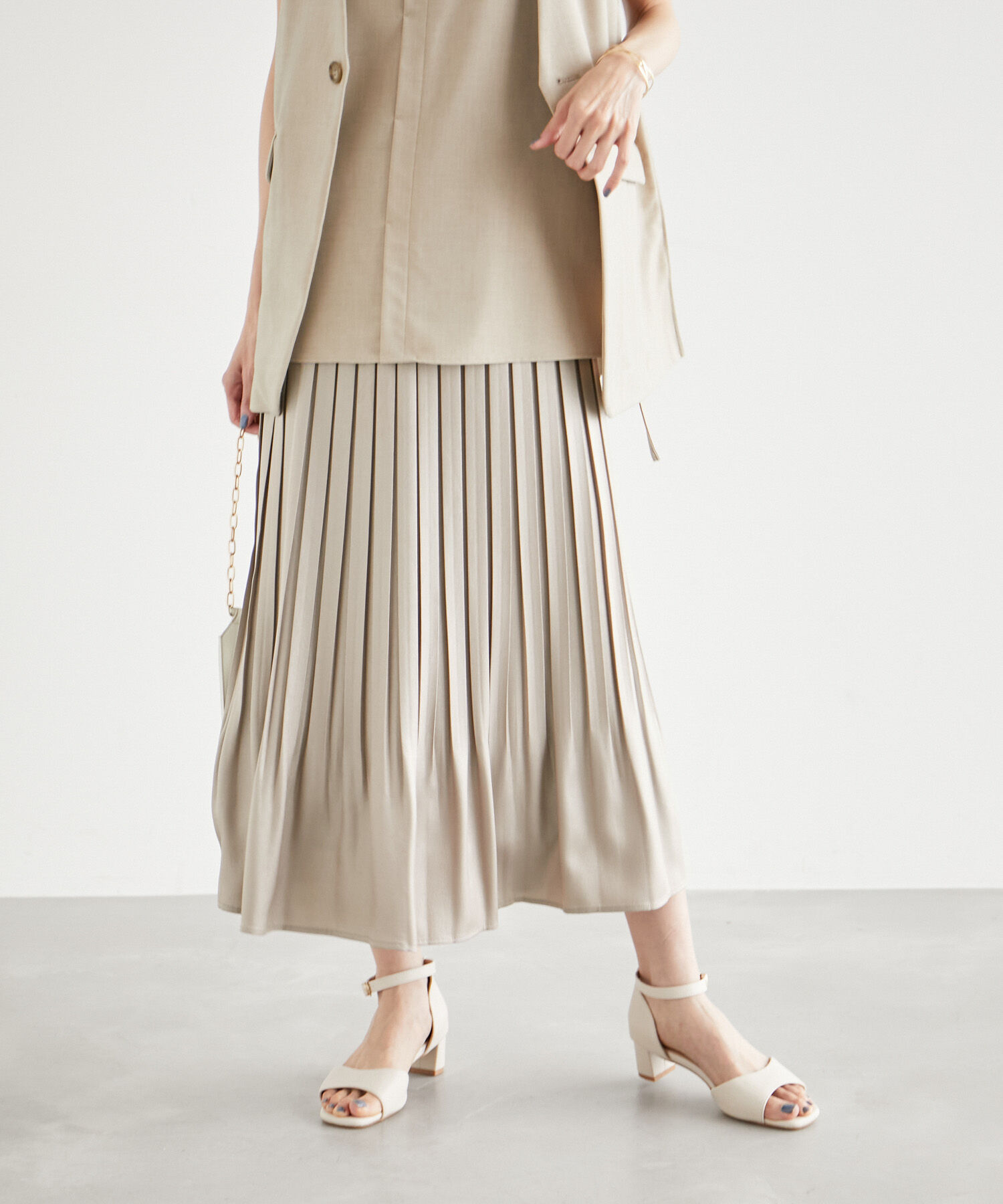 Rope&rsquo;Picnic「ブライトラメプリーツスカート」|スカート|