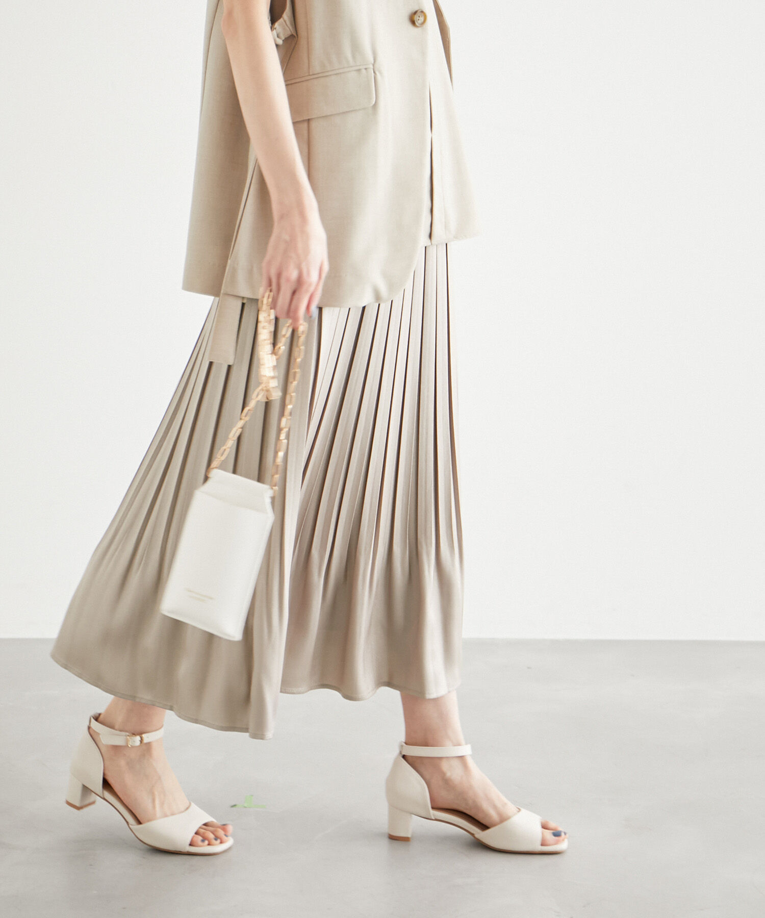 Rope&rsquo;Picnic「ブライトラメプリーツスカート」|スカート|キャメル系(26)