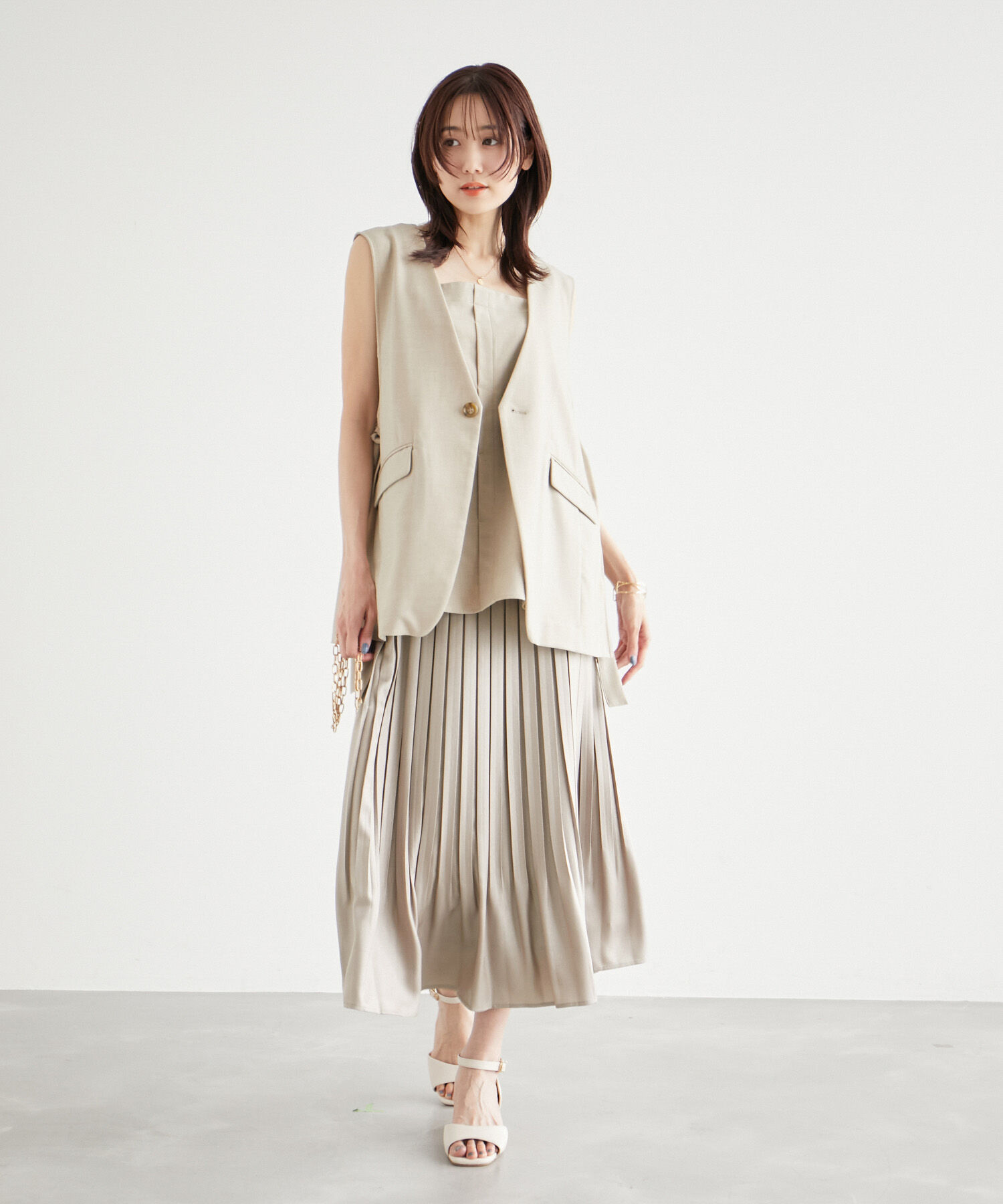 Rope&rsquo;Picnic「ブライトラメプリーツスカート」|スカート|