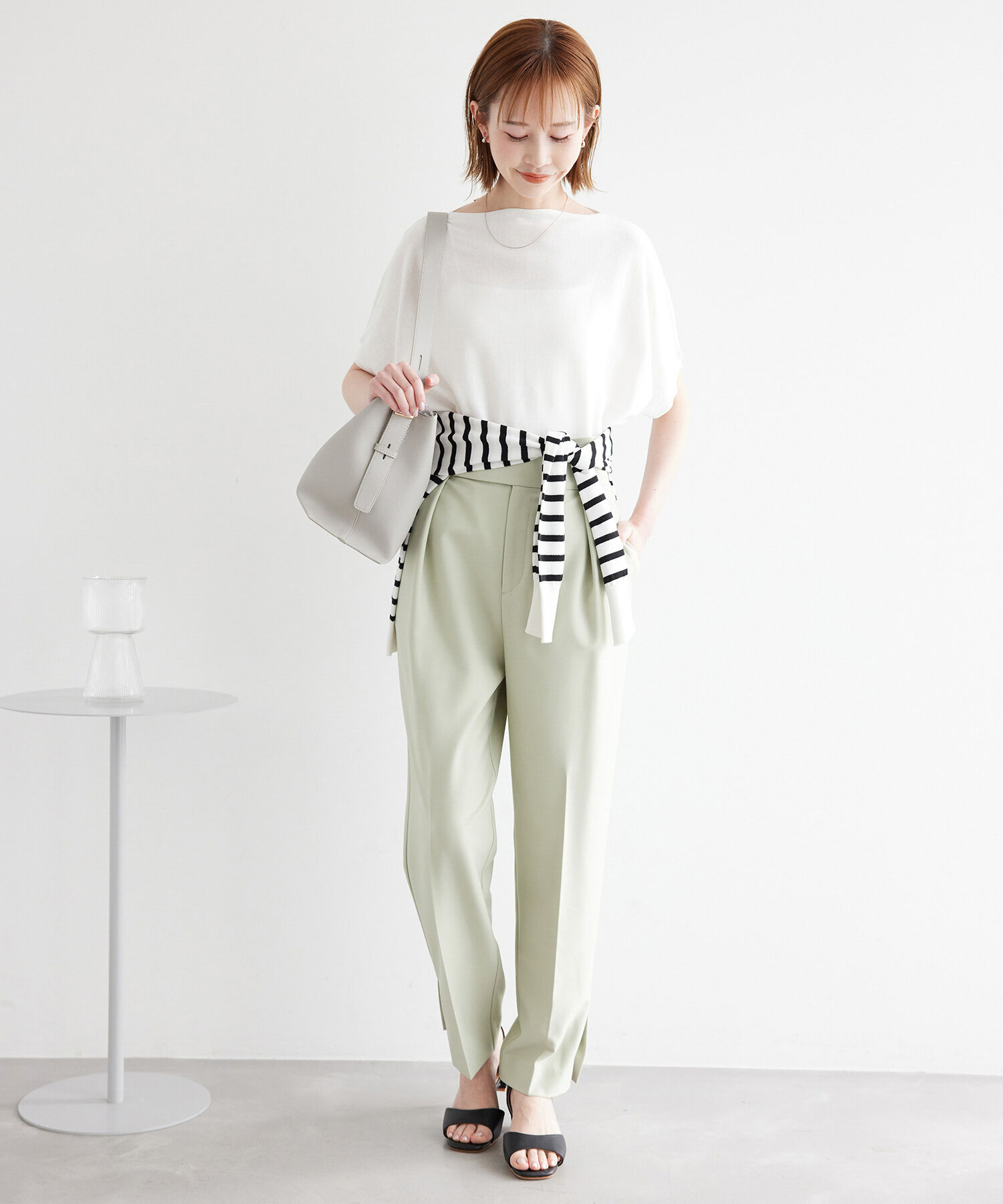 Rope&rsquo;Picnic「二の腕が隠れるニットプルオーバー/UVカット・洗濯機OK・吸水速乾」|ニット・セーター|