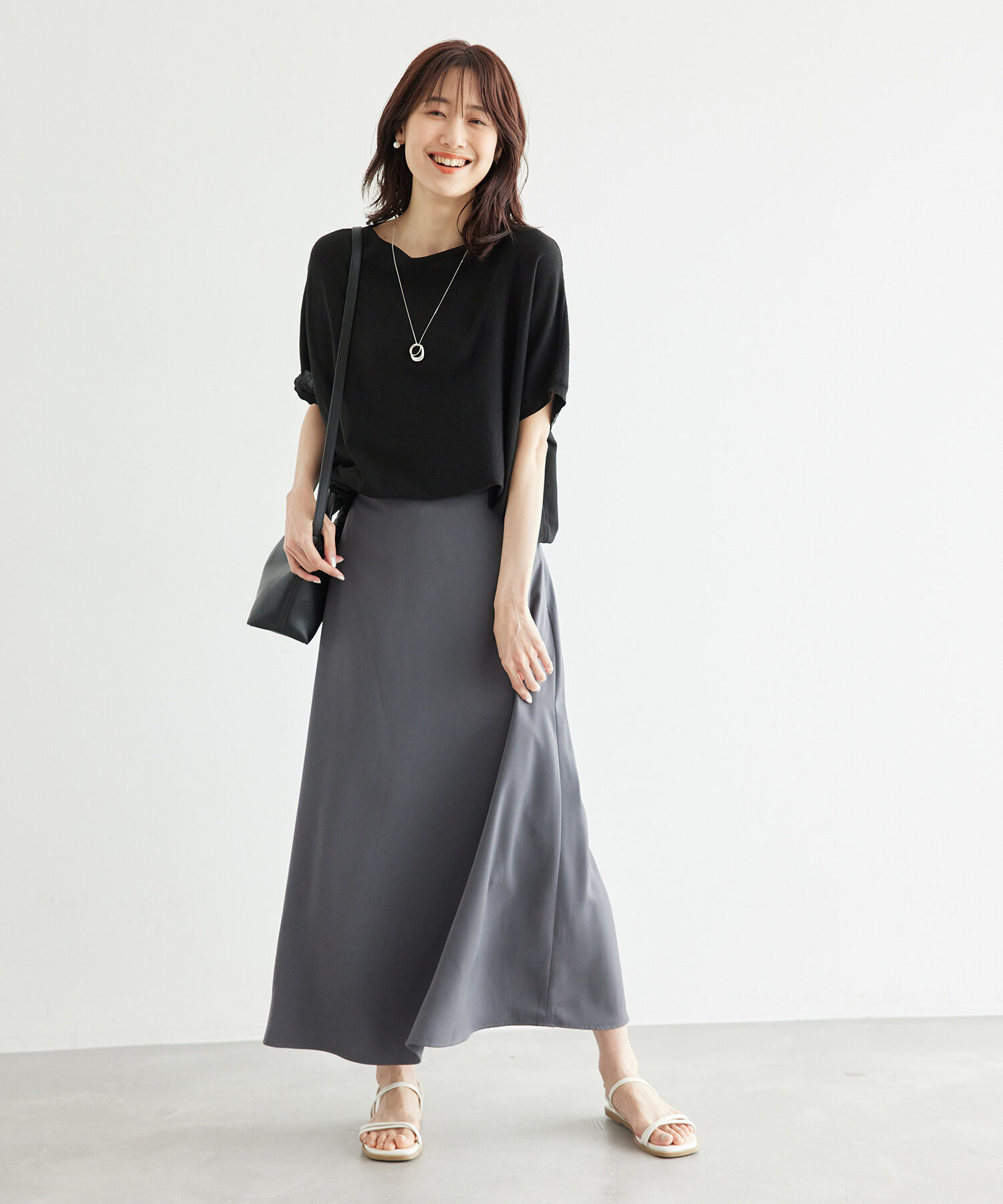 Rope&rsquo;Picnic「二の腕が隠れるニットプルオーバー/UVカット・洗濯機OK・吸水速乾」|ニット・セーター|