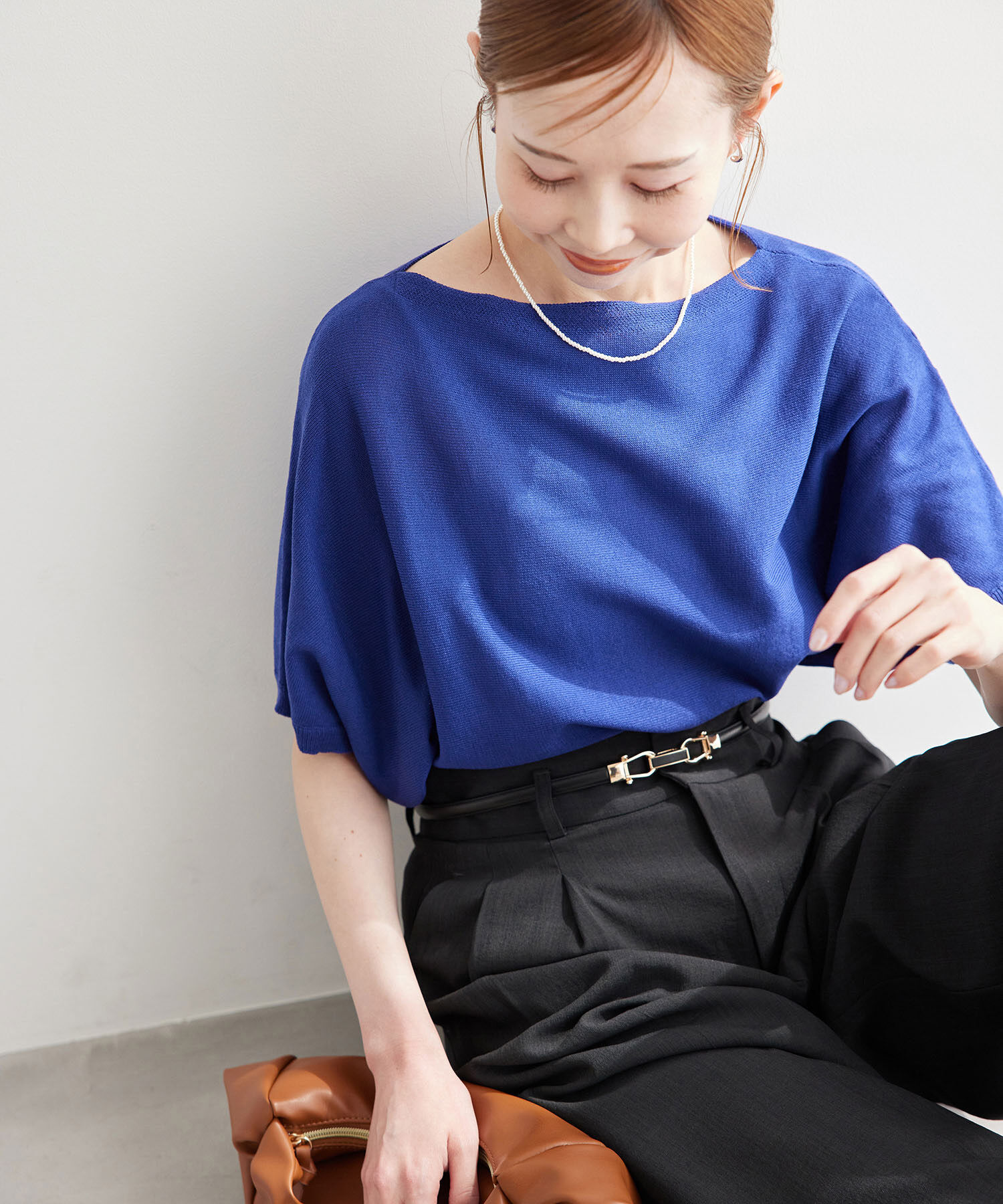 Rope&rsquo;Picnic「二の腕が隠れるニットプルオーバー/UVカット・洗濯機OK・吸水速乾」|ニット・セーター|