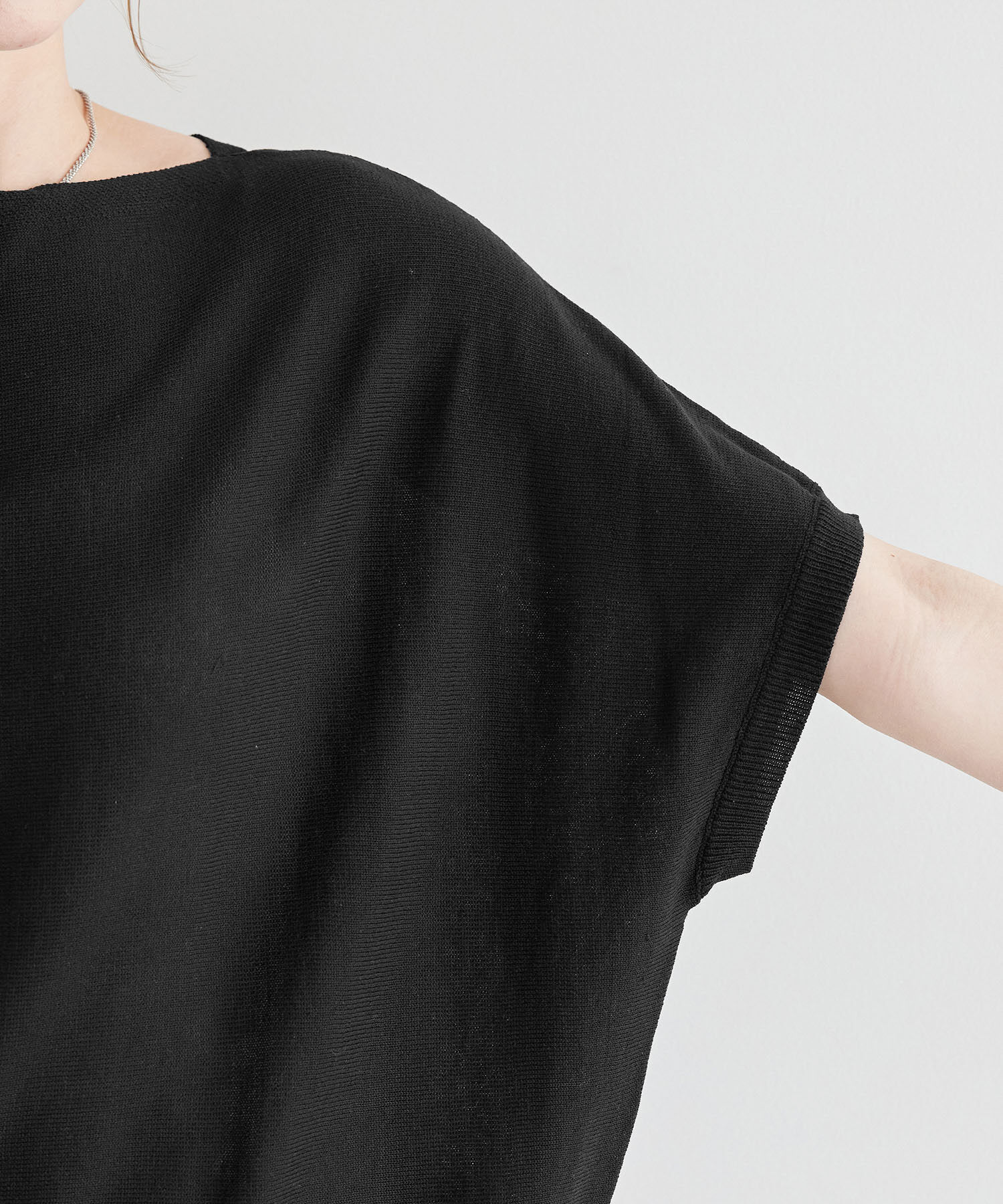 Rope&rsquo;Picnic「二の腕が隠れるニットプルオーバー/UVカット・洗濯機OK・吸水速乾」|ニット・セーター|