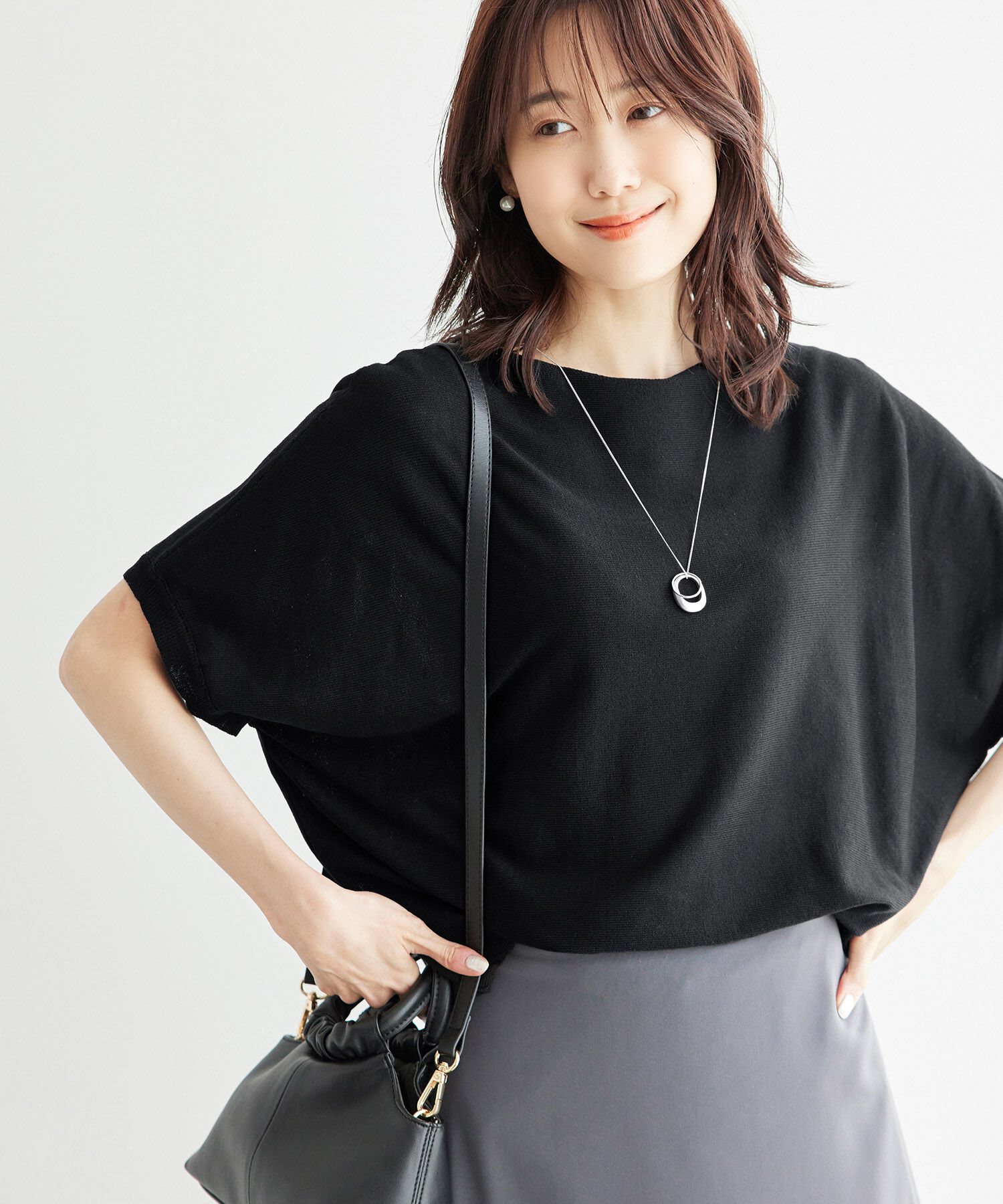 Rope&rsquo;Picnic「二の腕が隠れるニットプルオーバー/UVカット・洗濯機OK・吸水速乾」|ニット・セーター|