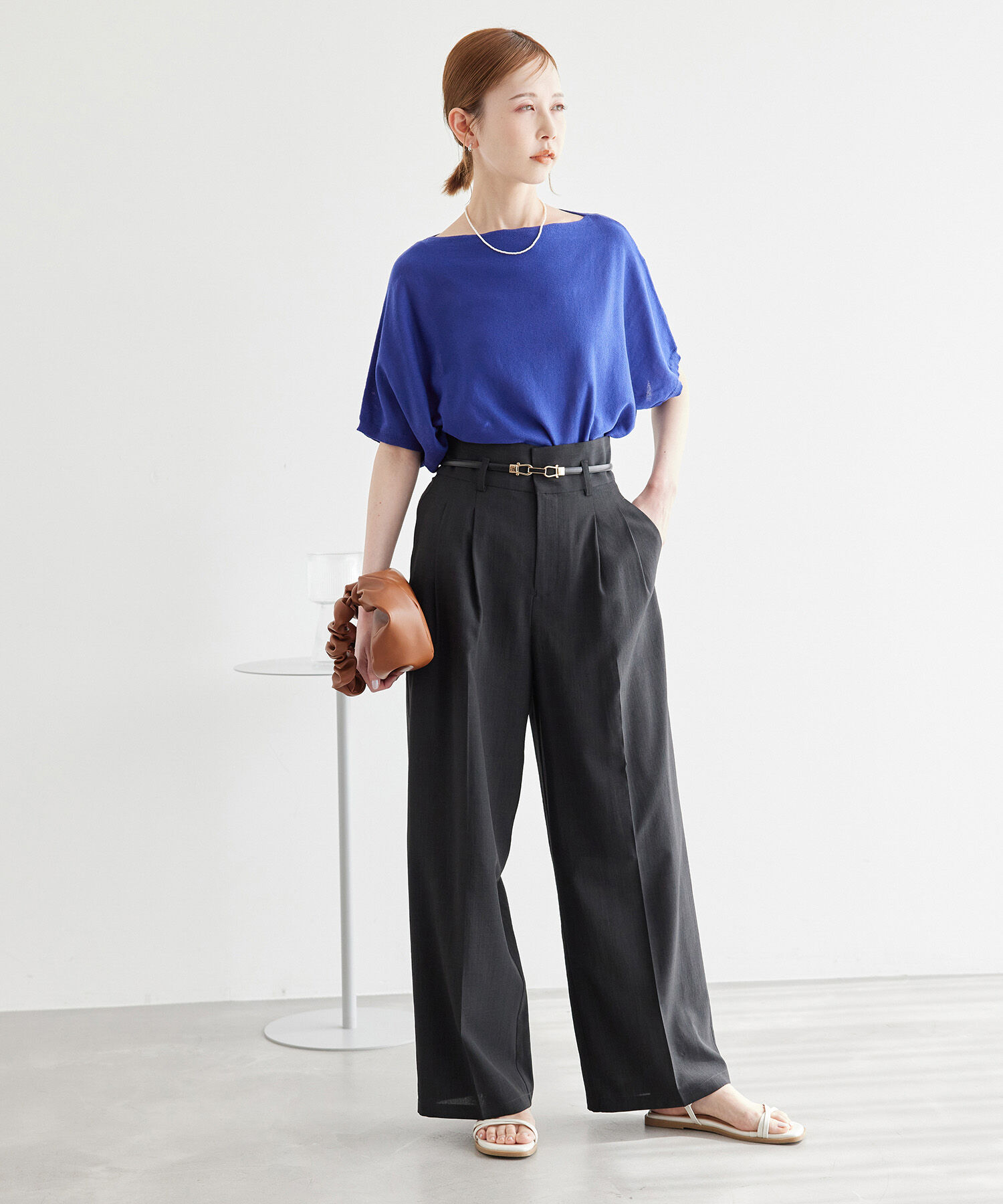 Rope&rsquo;Picnic「二の腕が隠れるニットプルオーバー/UVカット・洗濯機OK・吸水速乾」|ニット・セーター|