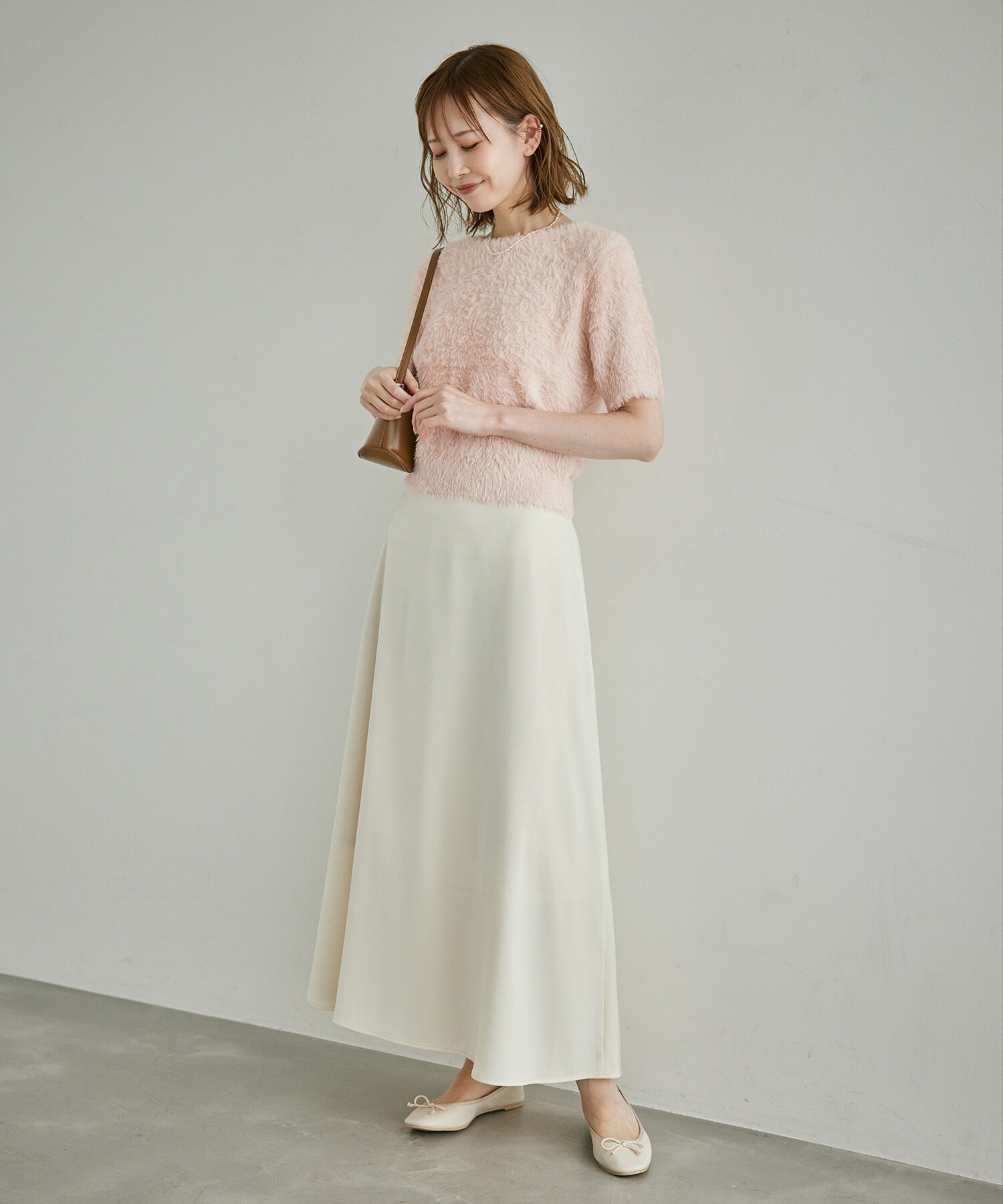 Rope&rsquo;Picnic「ショートフェザー半袖ニットプルオーバー」|ニット・セーター|