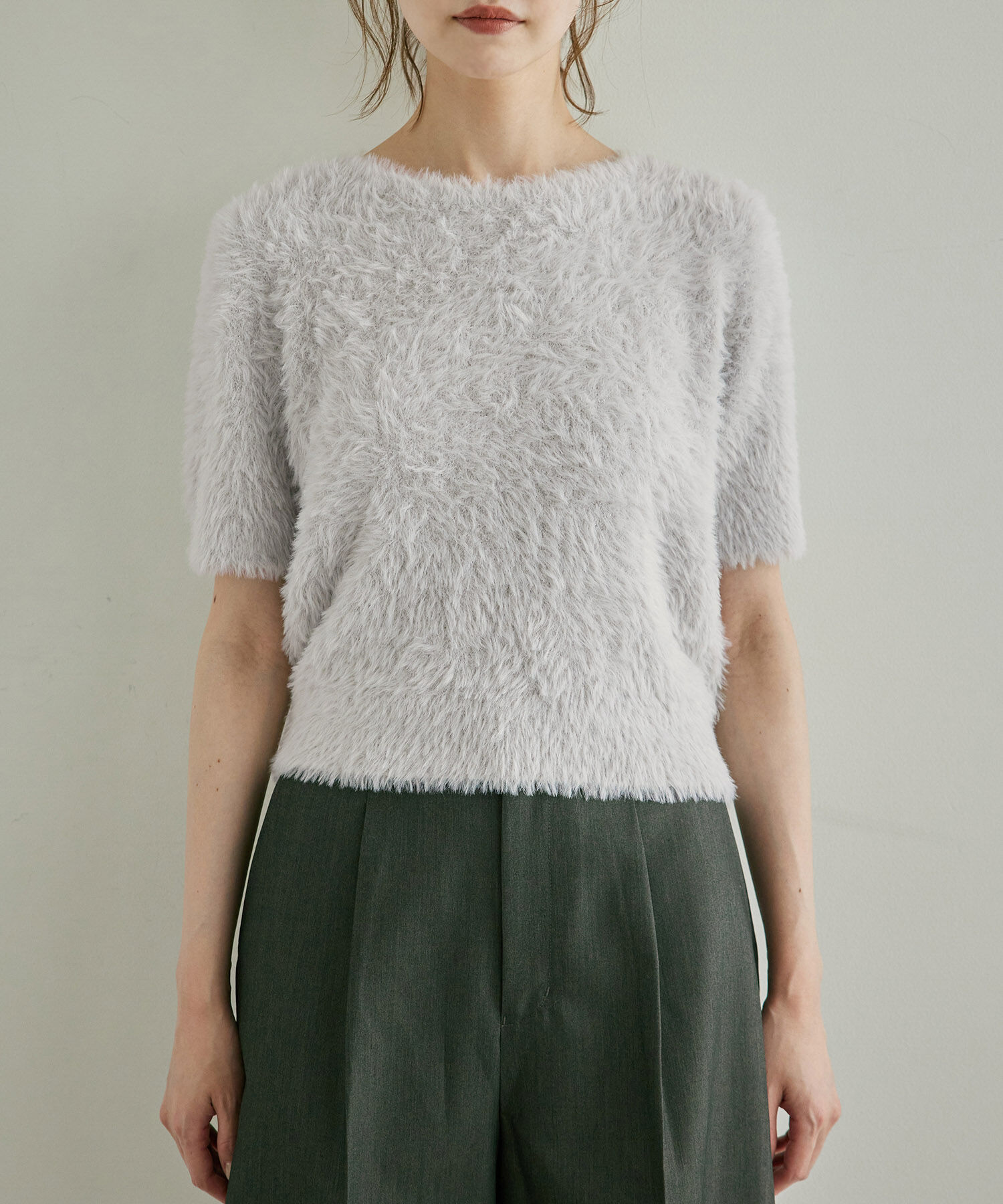 Rope&rsquo;Picnic「ショートフェザー半袖ニットプルオーバー」|ニット・セーター|