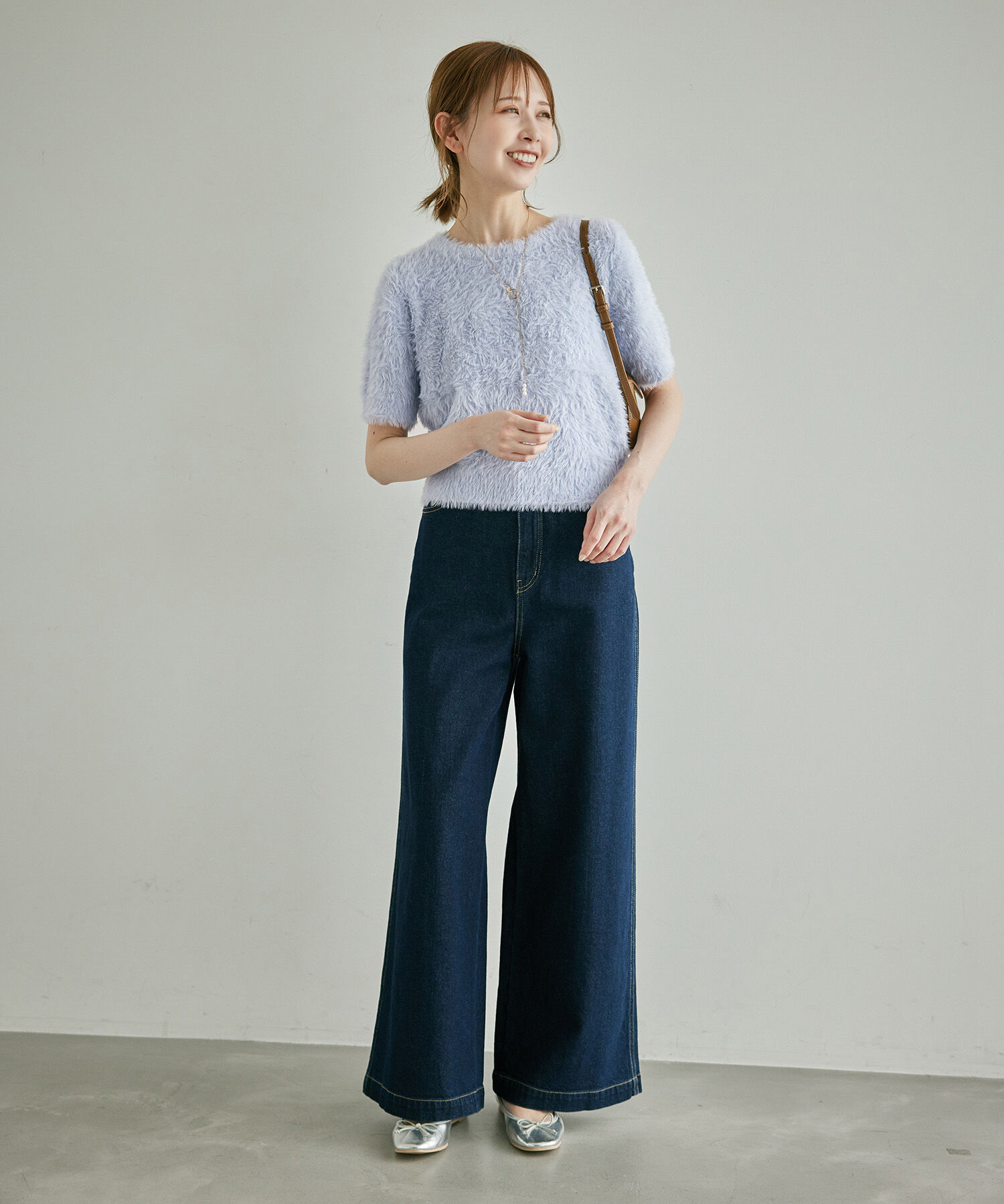 Rope&rsquo;Picnic「ショートフェザー半袖ニットプルオーバー」|ニット・セーター|