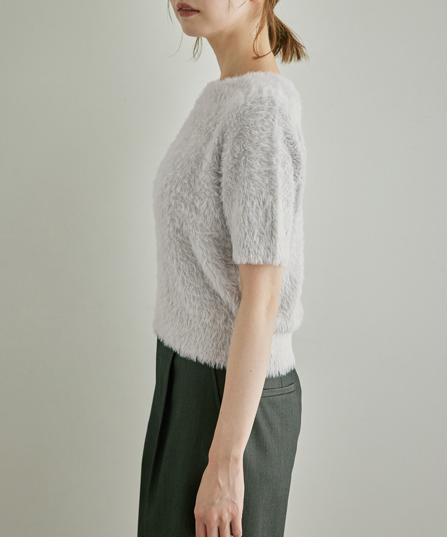 Rope&rsquo;Picnic「ショートフェザー半袖ニットプルオーバー」|ニット・セーター|