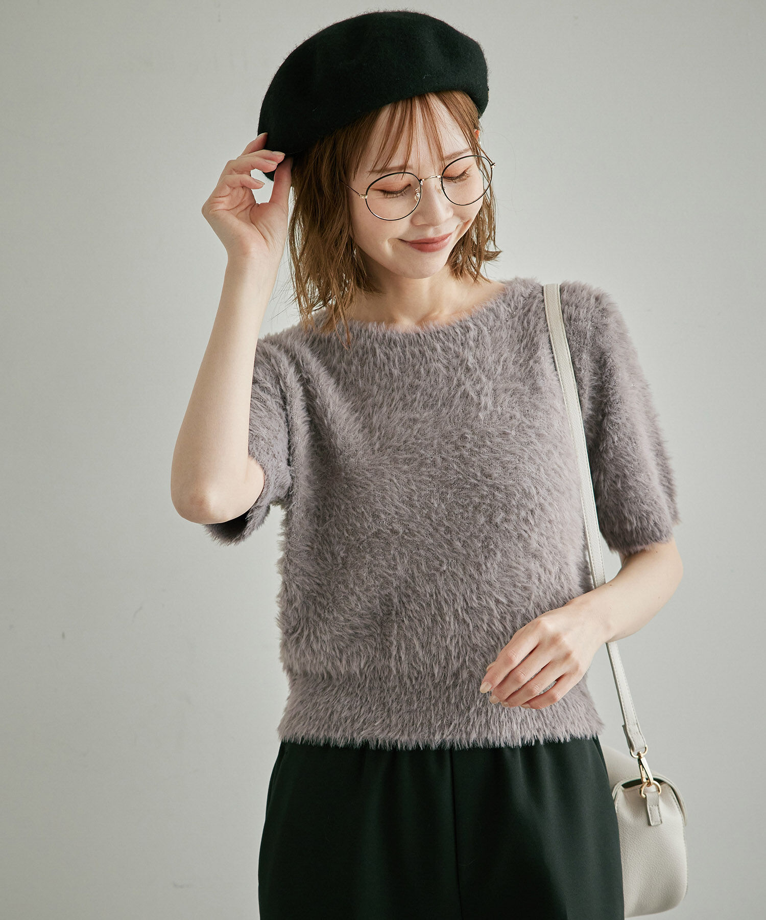 Rope&rsquo;Picnic「ショートフェザー半袖ニットプルオーバー」|ニット・セーター|