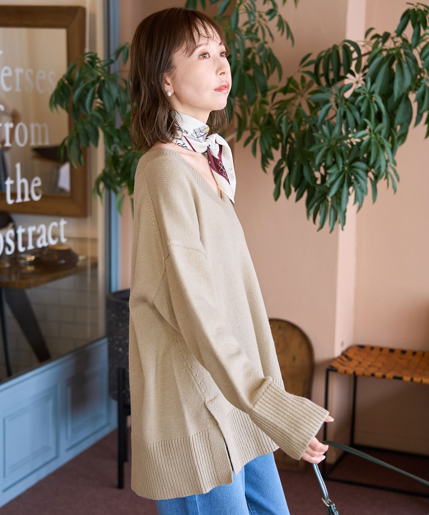 Rope&rsquo;Picnic「【WEB限定】ミドルゲージVネックニットプルオーバー/帯電防止・洗濯機OK」|ニット・セーター|