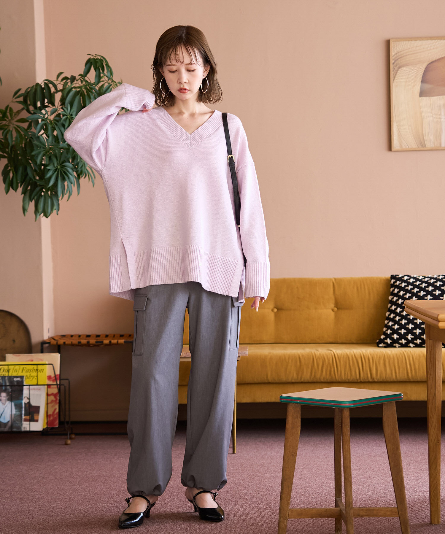 Rope&rsquo;Picnic「【WEB限定】ミドルゲージVネックニットプルオーバー/帯電防止・洗濯機OK」|ニット・セーター|