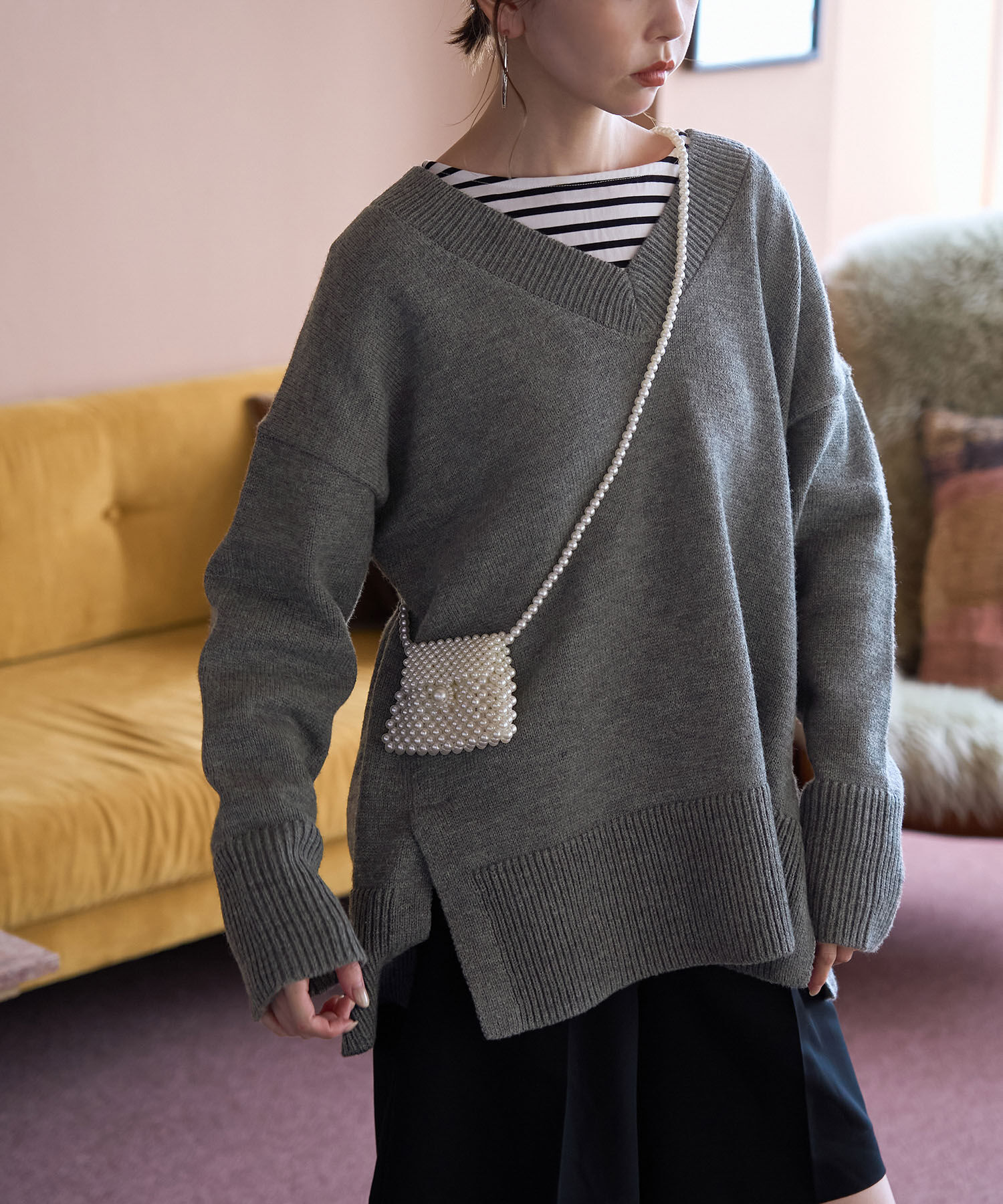 Rope&rsquo;Picnic「【WEB限定】ミドルゲージVネックニットプルオーバー/帯電防止・洗濯機OK」|ニット・セーター|