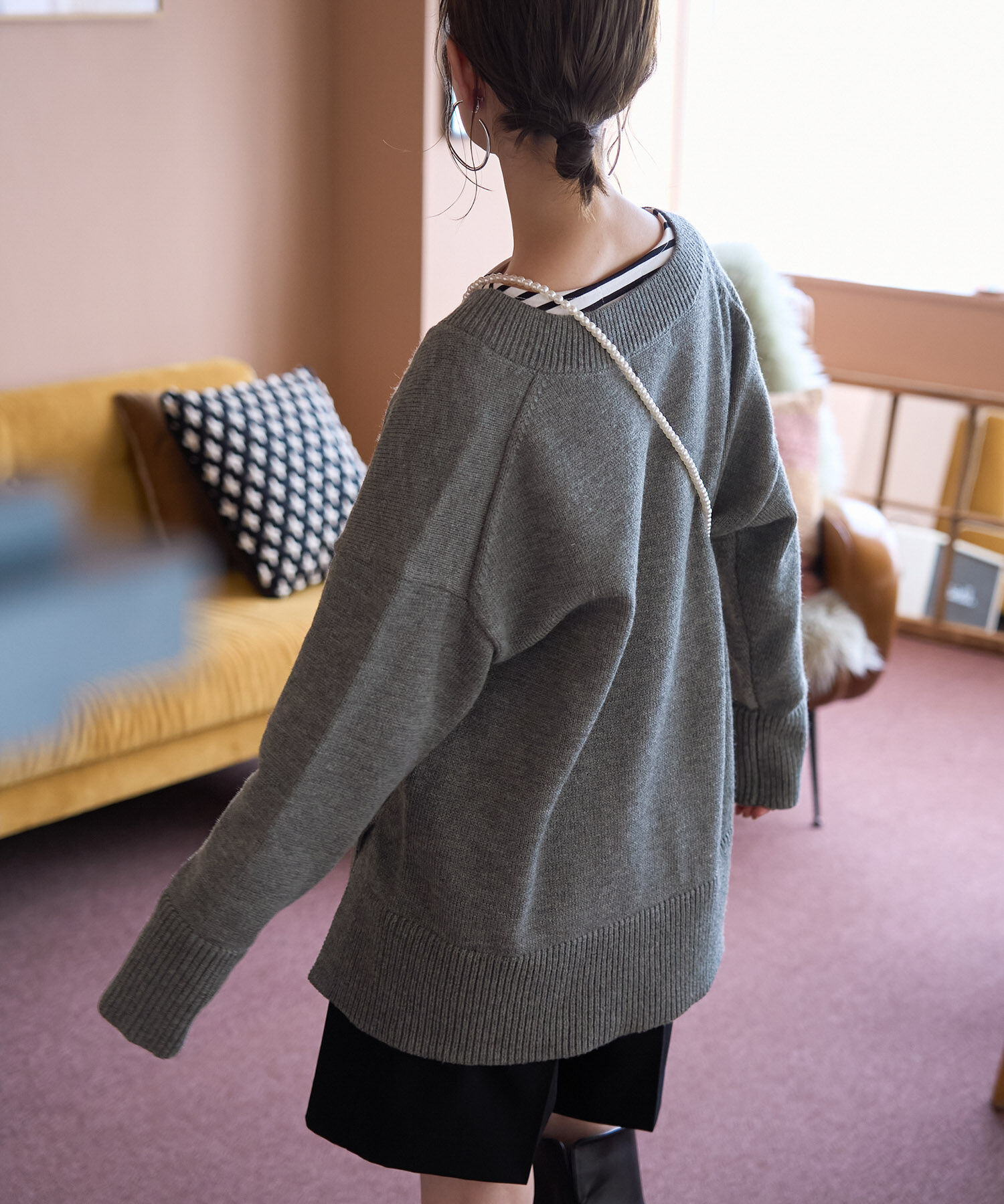 Rope&rsquo;Picnic「【WEB限定】ミドルゲージVネックニットプルオーバー/帯電防止・洗濯機OK」|ニット・セーター|