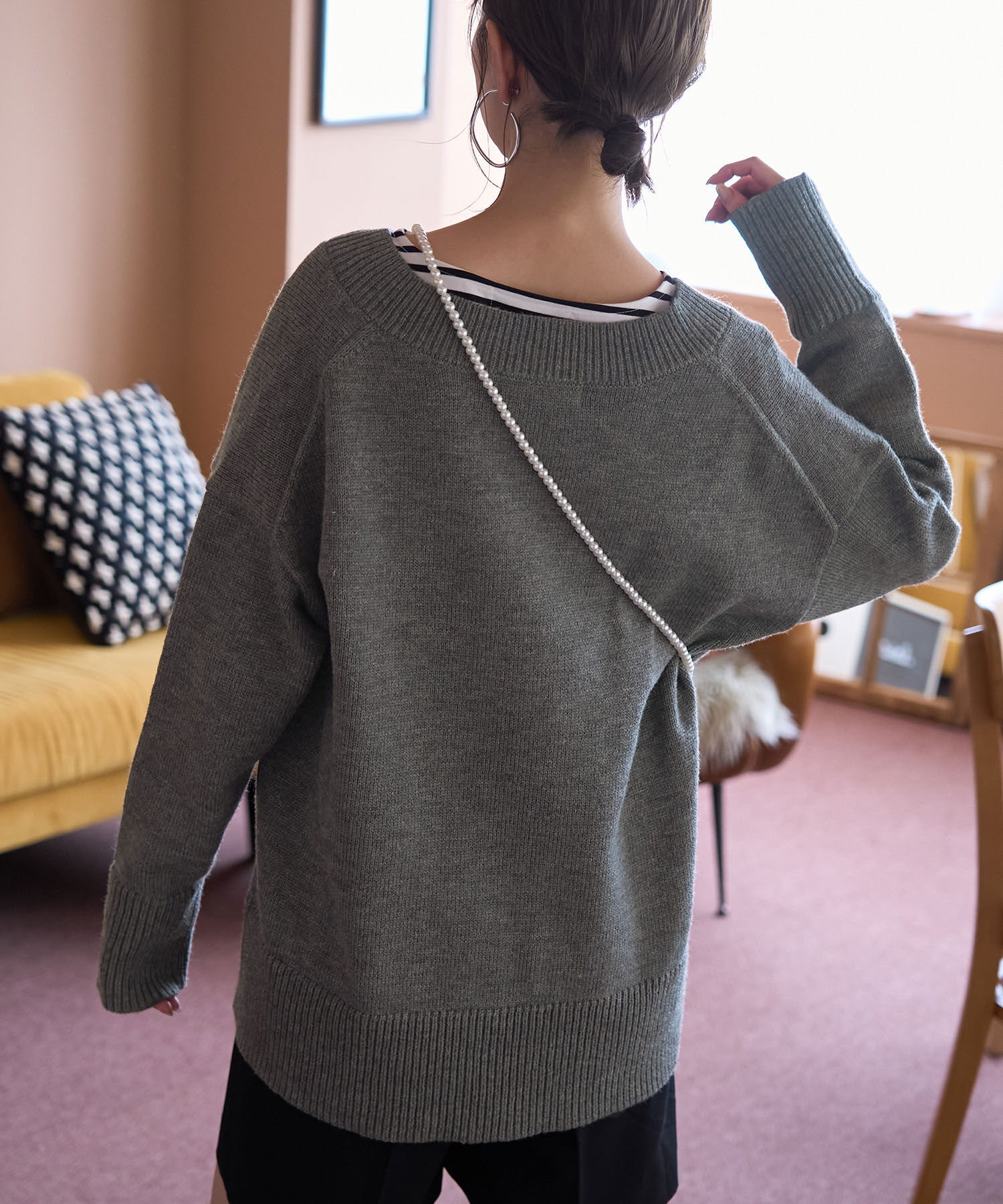 Rope&rsquo;Picnic「【WEB限定】ミドルゲージVネックニットプルオーバー/帯電防止・洗濯機OK」|ニット・セーター|