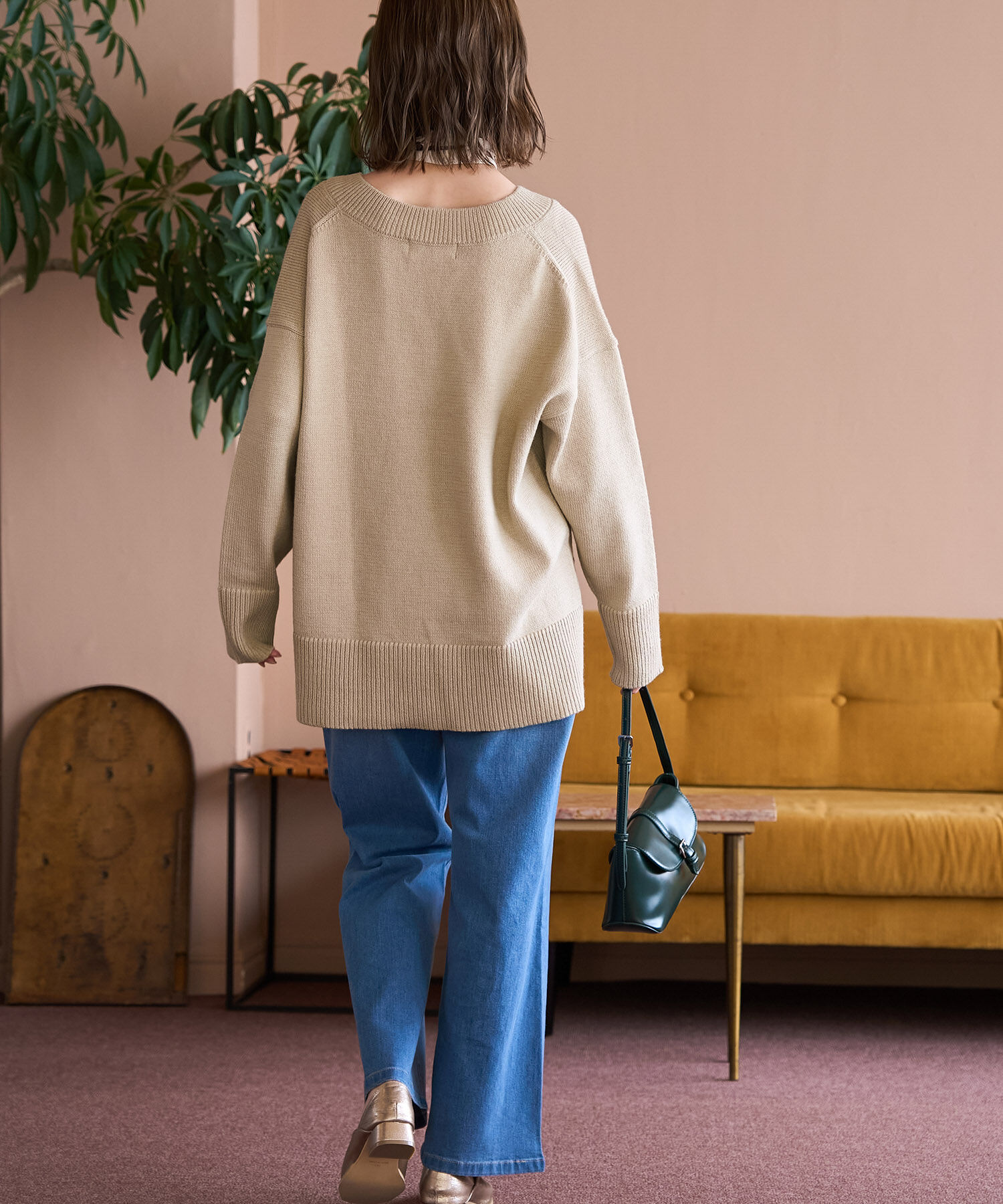 Rope&rsquo;Picnic「【WEB限定】ミドルゲージVネックニットプルオーバー/帯電防止・洗濯機OK」|ニット・セーター|