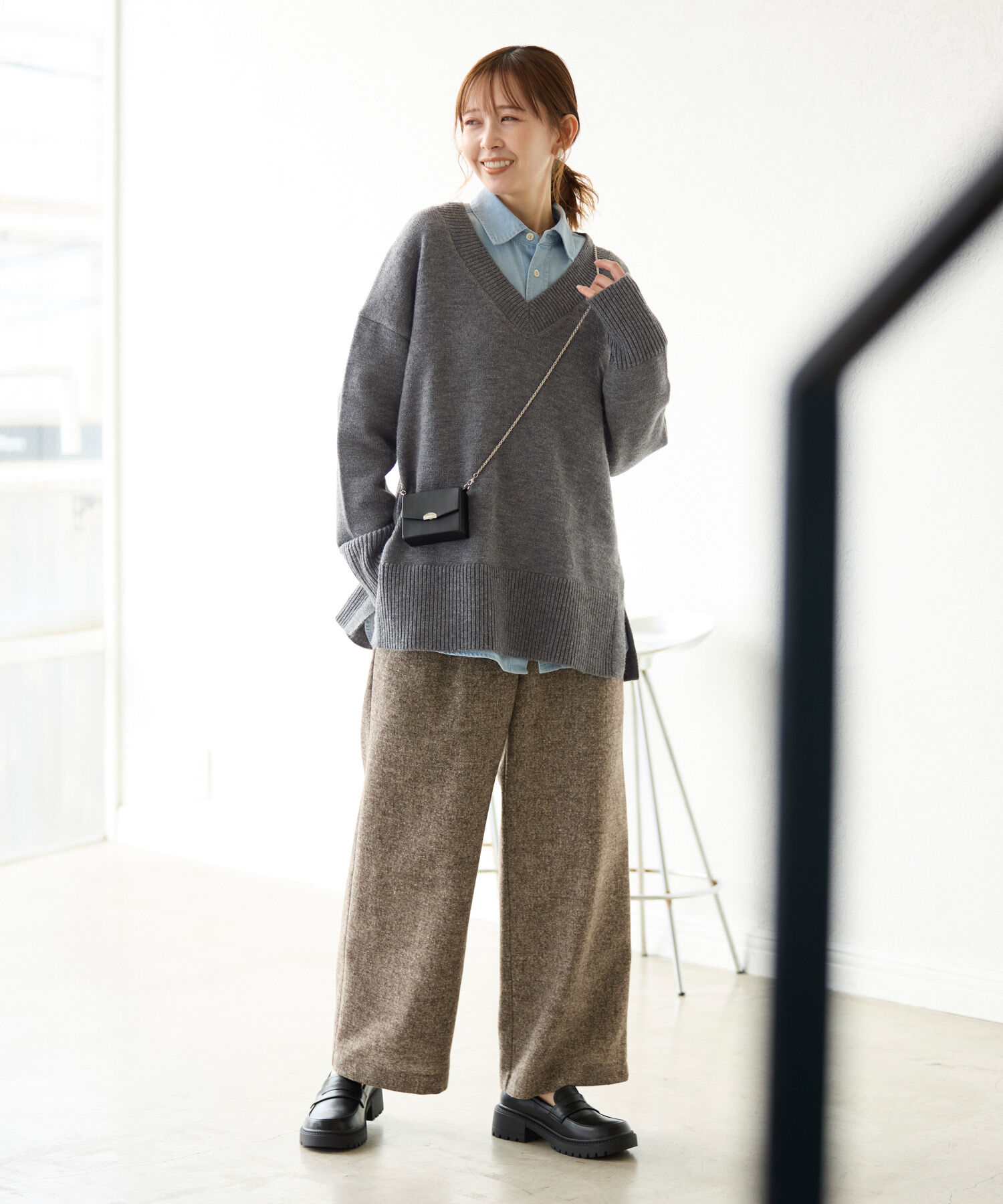 Rope&rsquo;Picnic「【WEB限定】ミドルゲージVネックニットプルオーバー/帯電防止・洗濯機OK」|ニット・セーター|