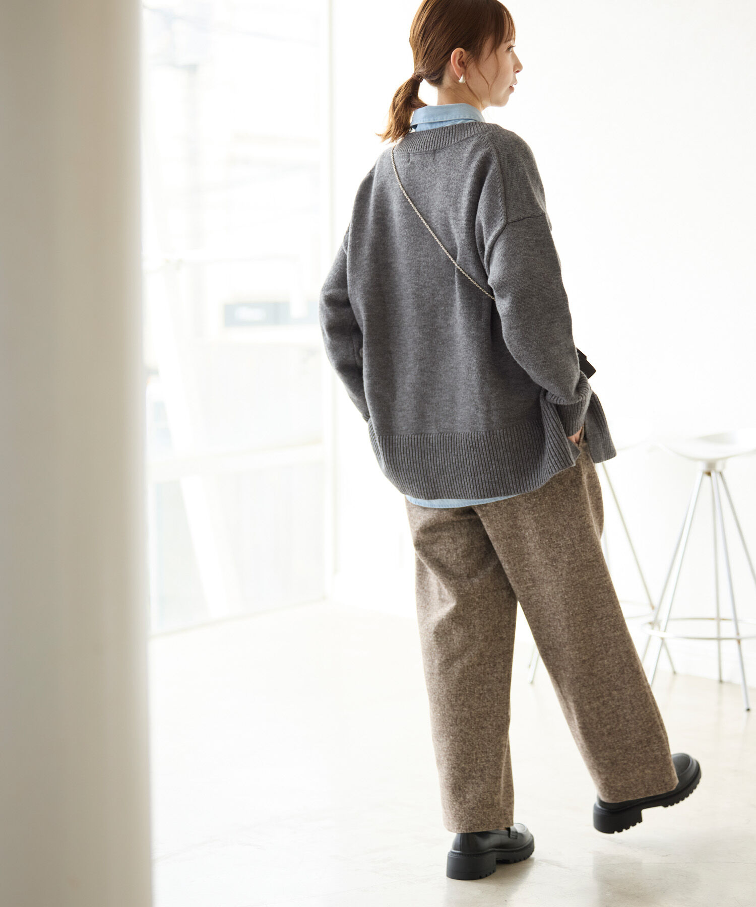 Rope&rsquo;Picnic「【WEB限定】ミドルゲージVネックニットプルオーバー/帯電防止・洗濯機OK」|ニット・セーター|