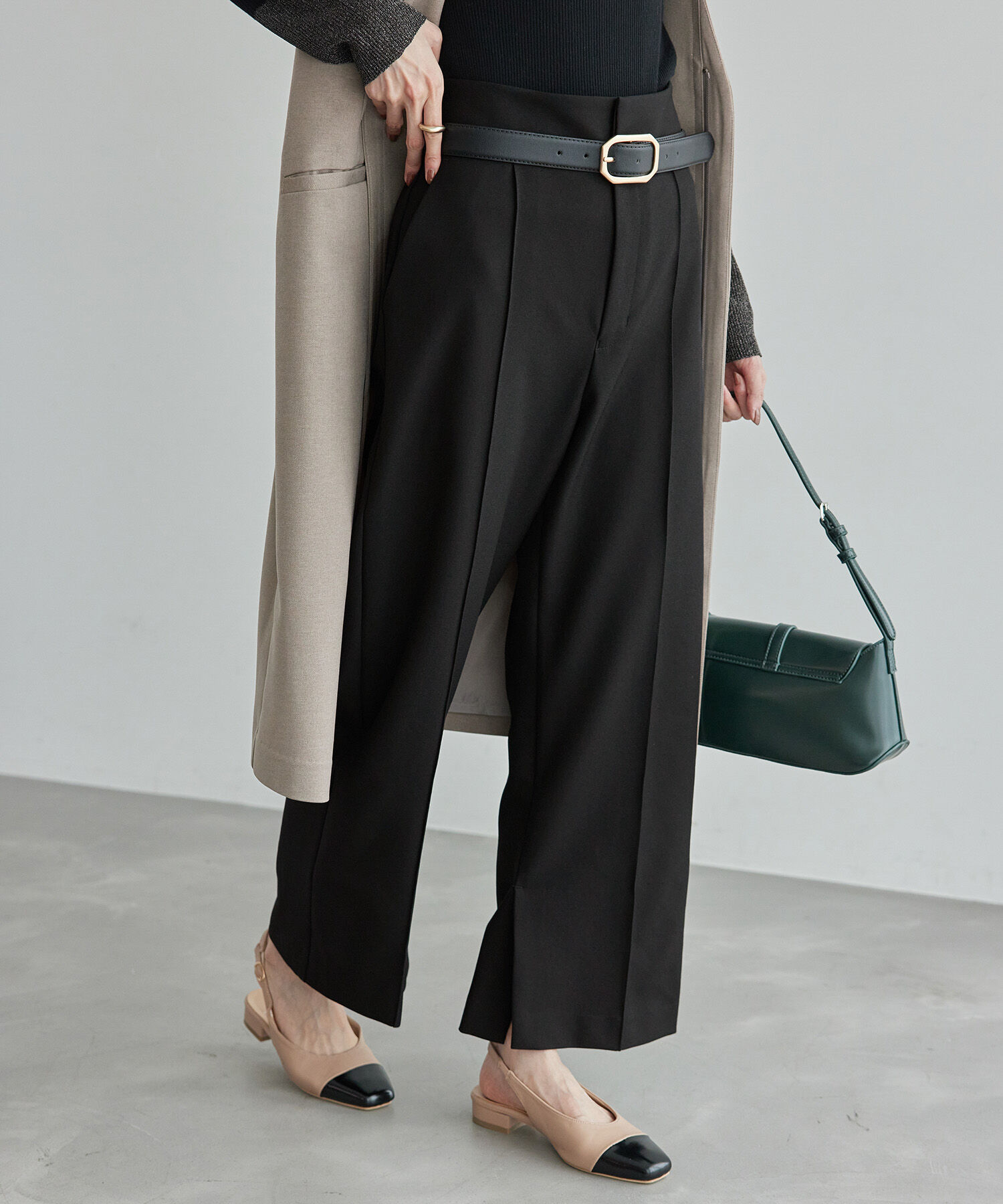 Rope&rsquo;Picnic「ウールライクサージワイドパンツ/セットアップ対応・リンクコーデ」|チノ|