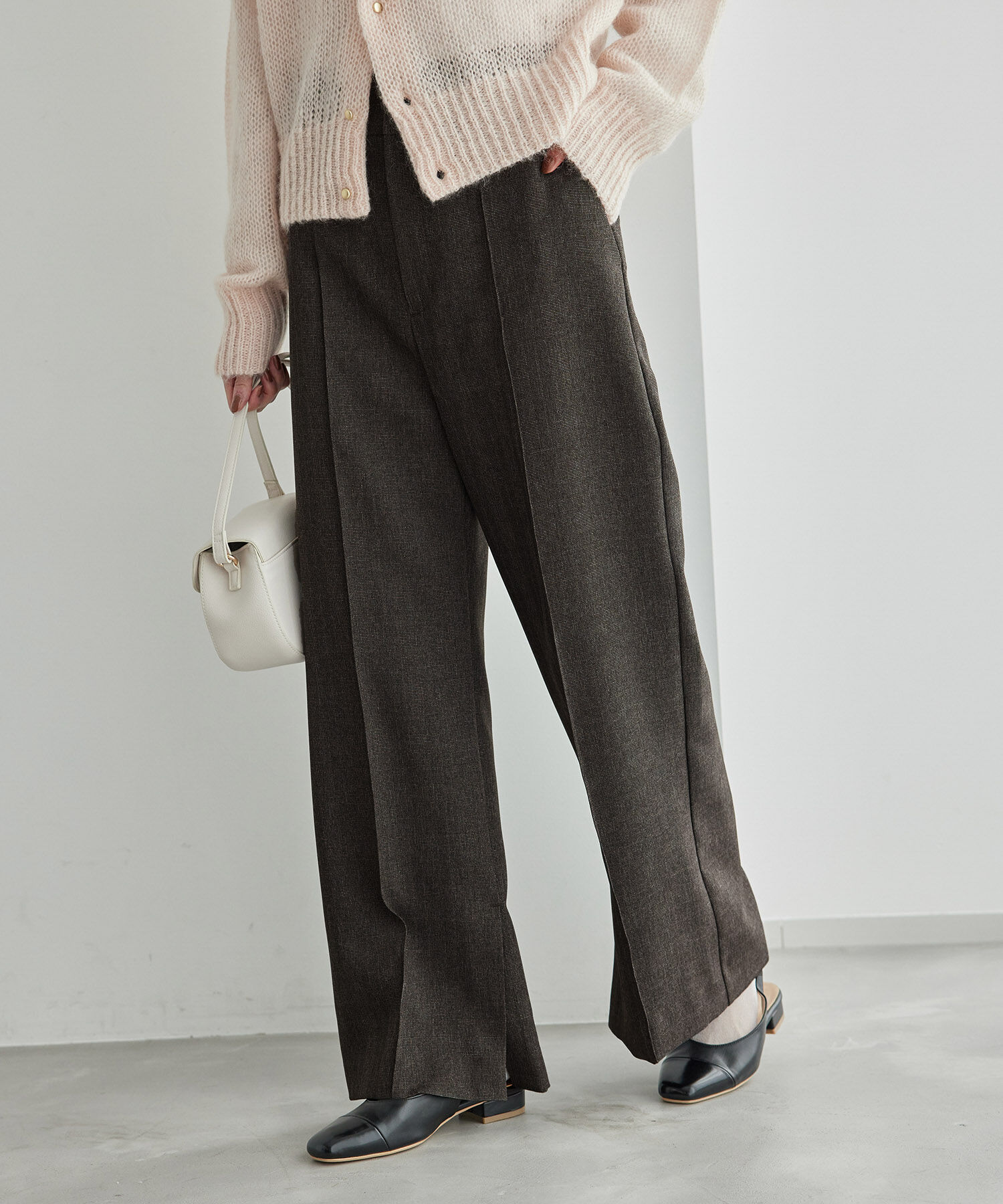 Rope&rsquo;Picnic「ウールライクサージワイドパンツ/セットアップ対応・リンクコーデ」|チノ|