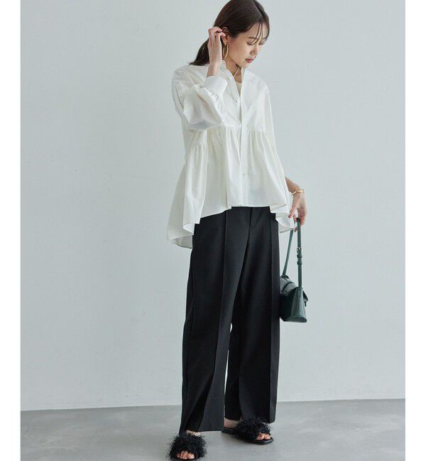 Rope&rsquo;Picnic「ウールライクサージワイドパンツ/セットアップ対応・リンクコーデ」|チノ|