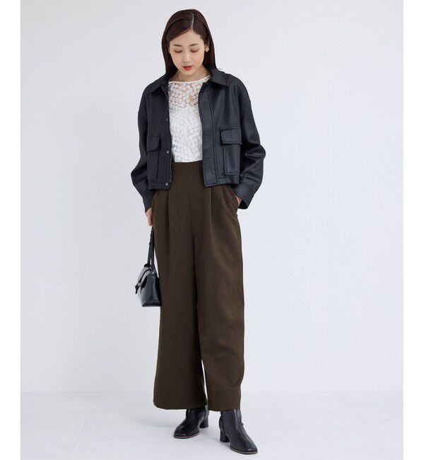 Rope&rsquo;Picnic「ウールライクサスペンダー付きパンツ」|チノ|