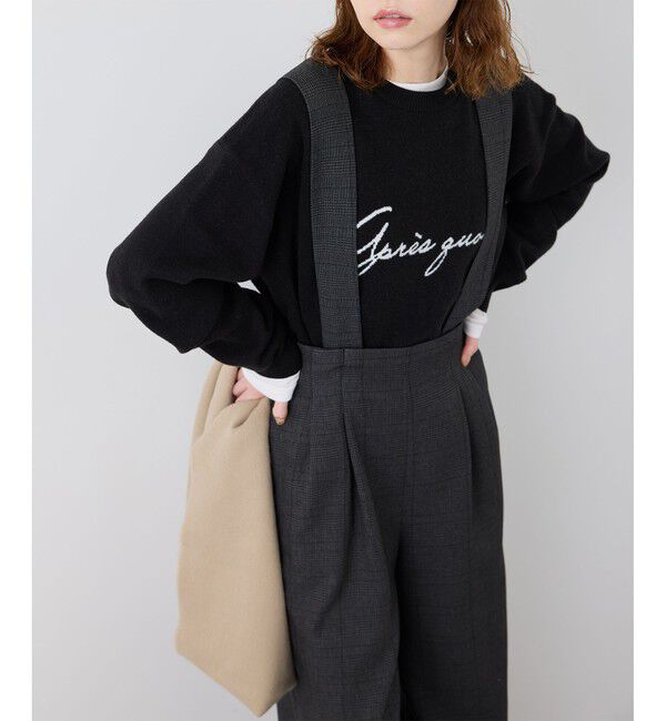 Rope&rsquo;Picnic「ウールライクサスペンダー付きパンツ」|チノ|チャコール