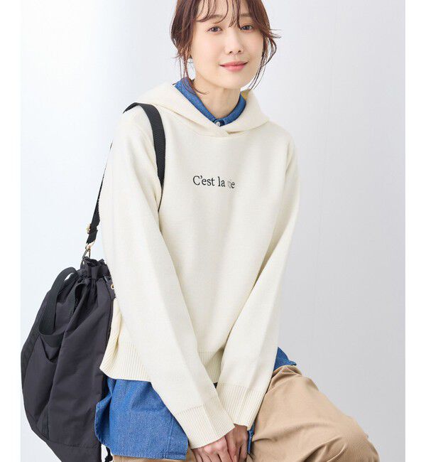 Rope&rsquo;Picnic「ロゴ刺繍スウェットライクニットフーディー」|パーカー|