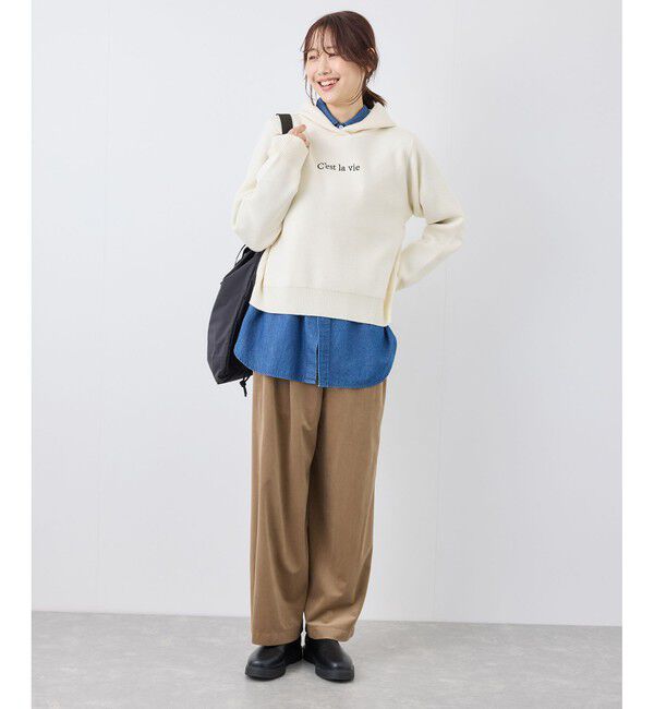 Rope&rsquo;Picnic「ロゴ刺繍スウェットライクニットフーディー」|パーカー|